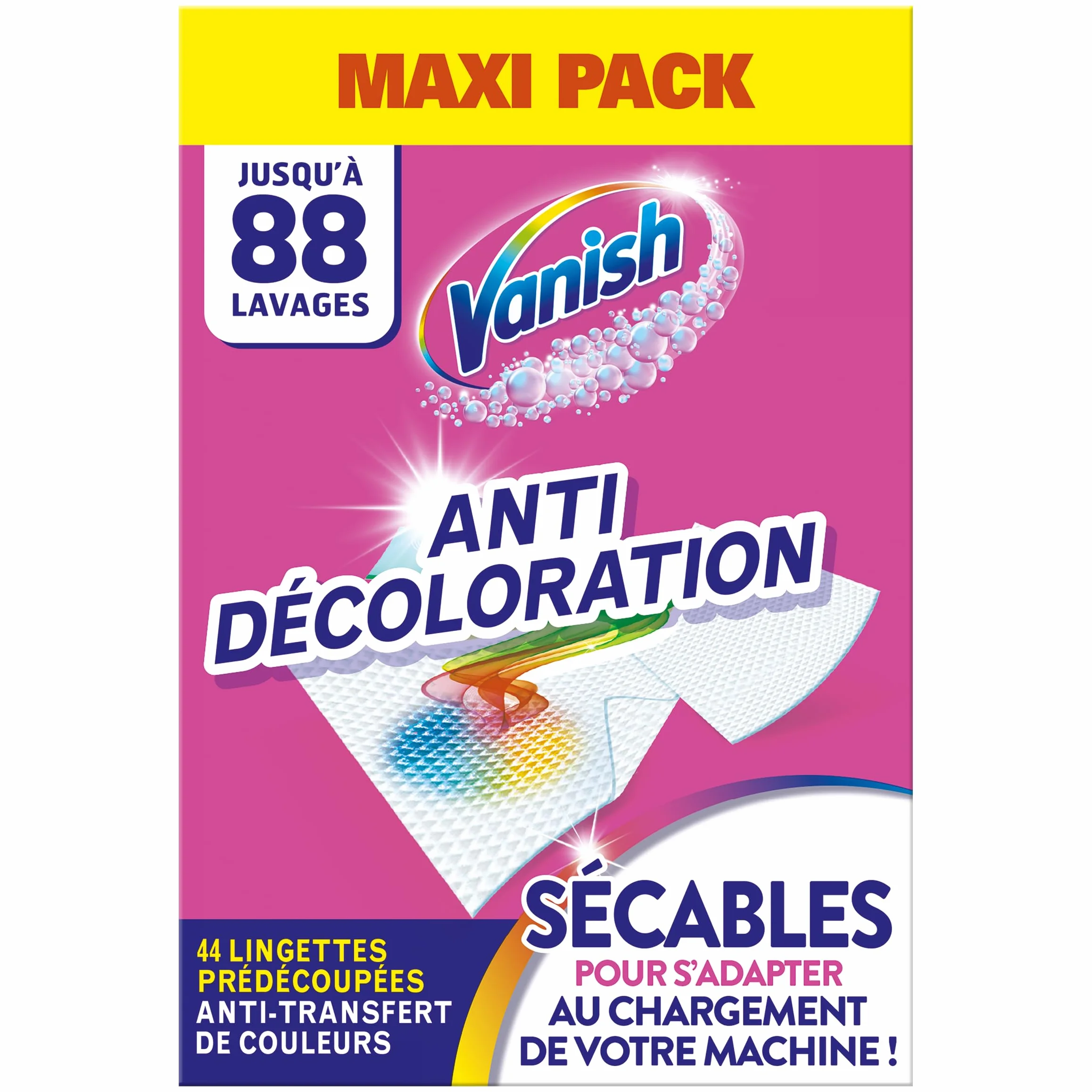 Vanish Lingettes Anti Decoloration - 132 Lingettes Sécables - Lot de 3x44