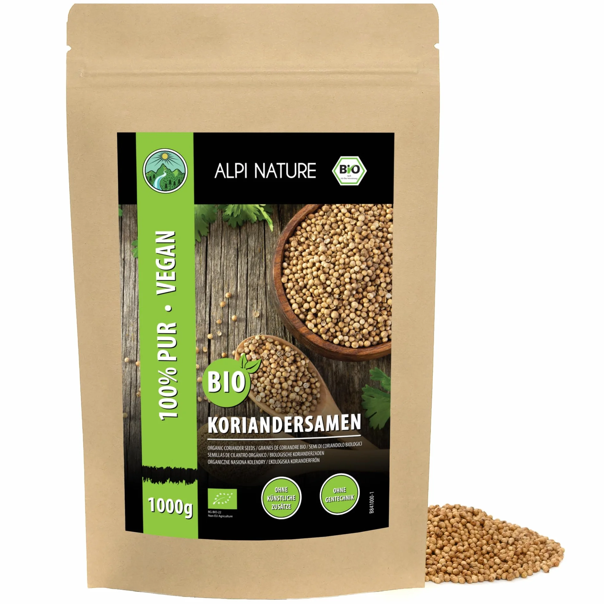Alpi Nature Coriandre Graine BIO 1kg, Graines de Coriandre Entières pour la Cuisine et les Mélanges d'Épices