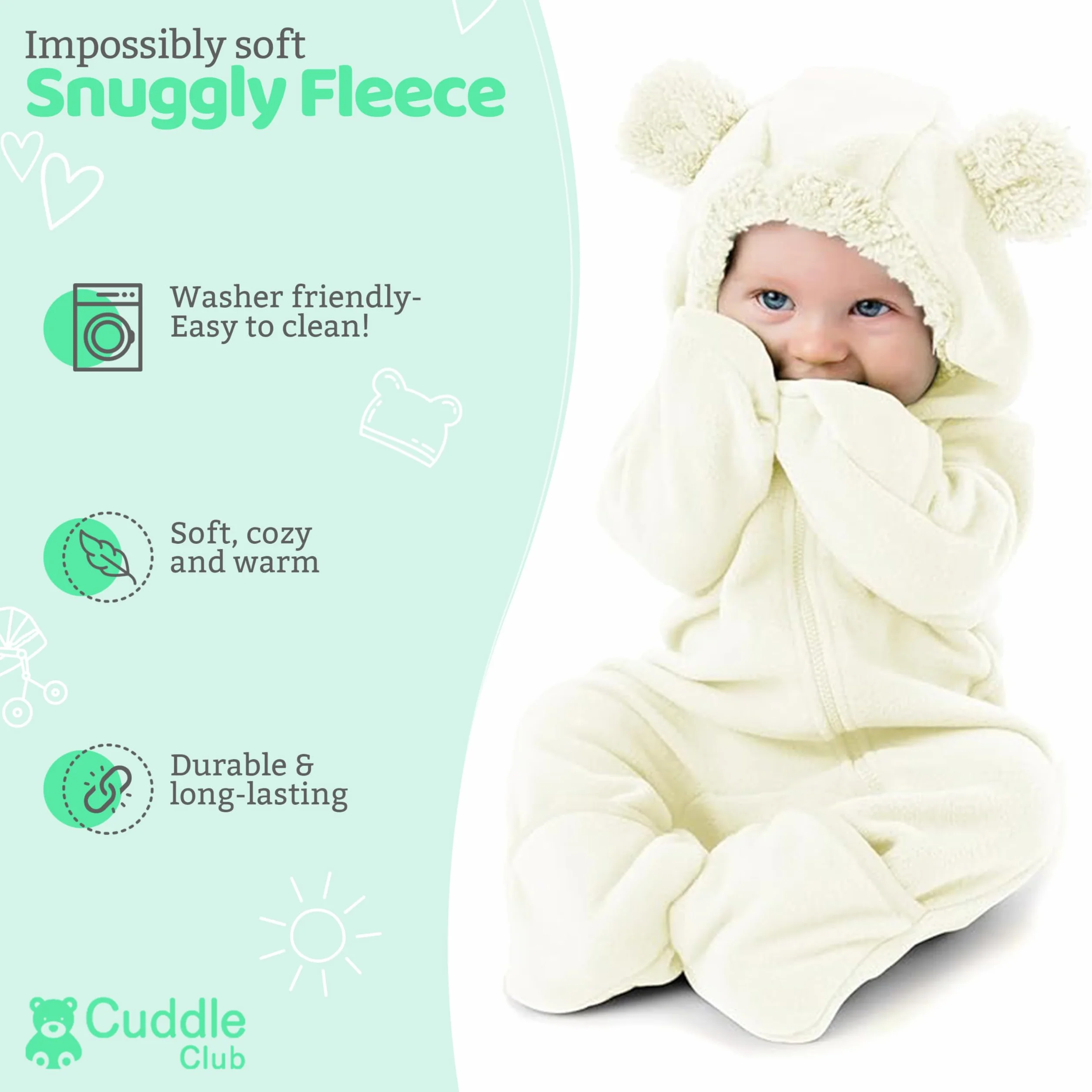 Cuddle Club Surpyjama en Polaire Bébé 0-4 Ans Pyjama Fille Garçon Couverture Nid d'Ange Chaud