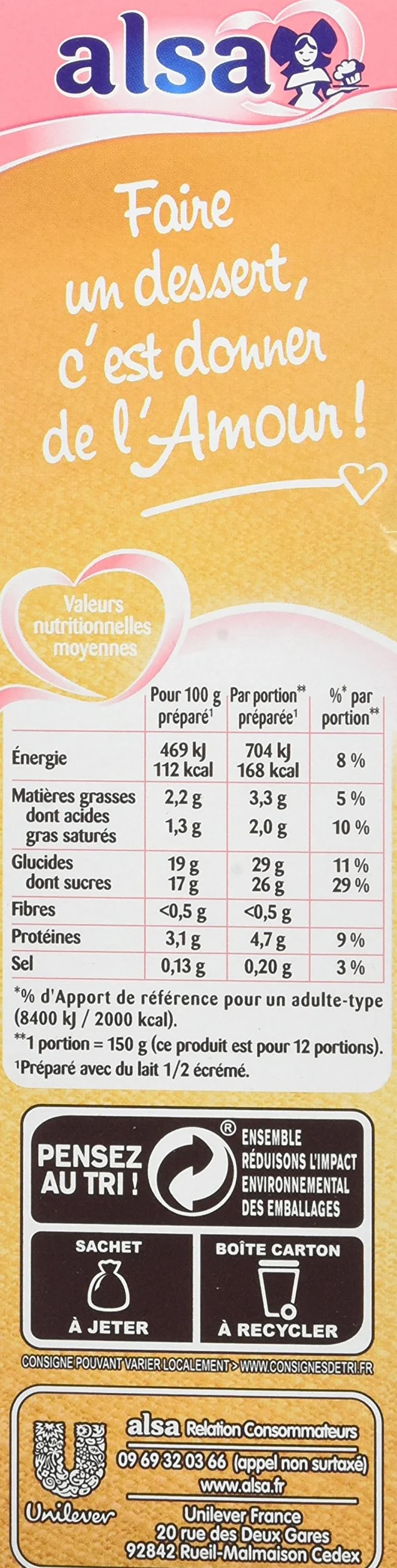 Alsa Préparation Crème Anglaise Vanille des Isles 3 Sachets 300g - Lot de 3