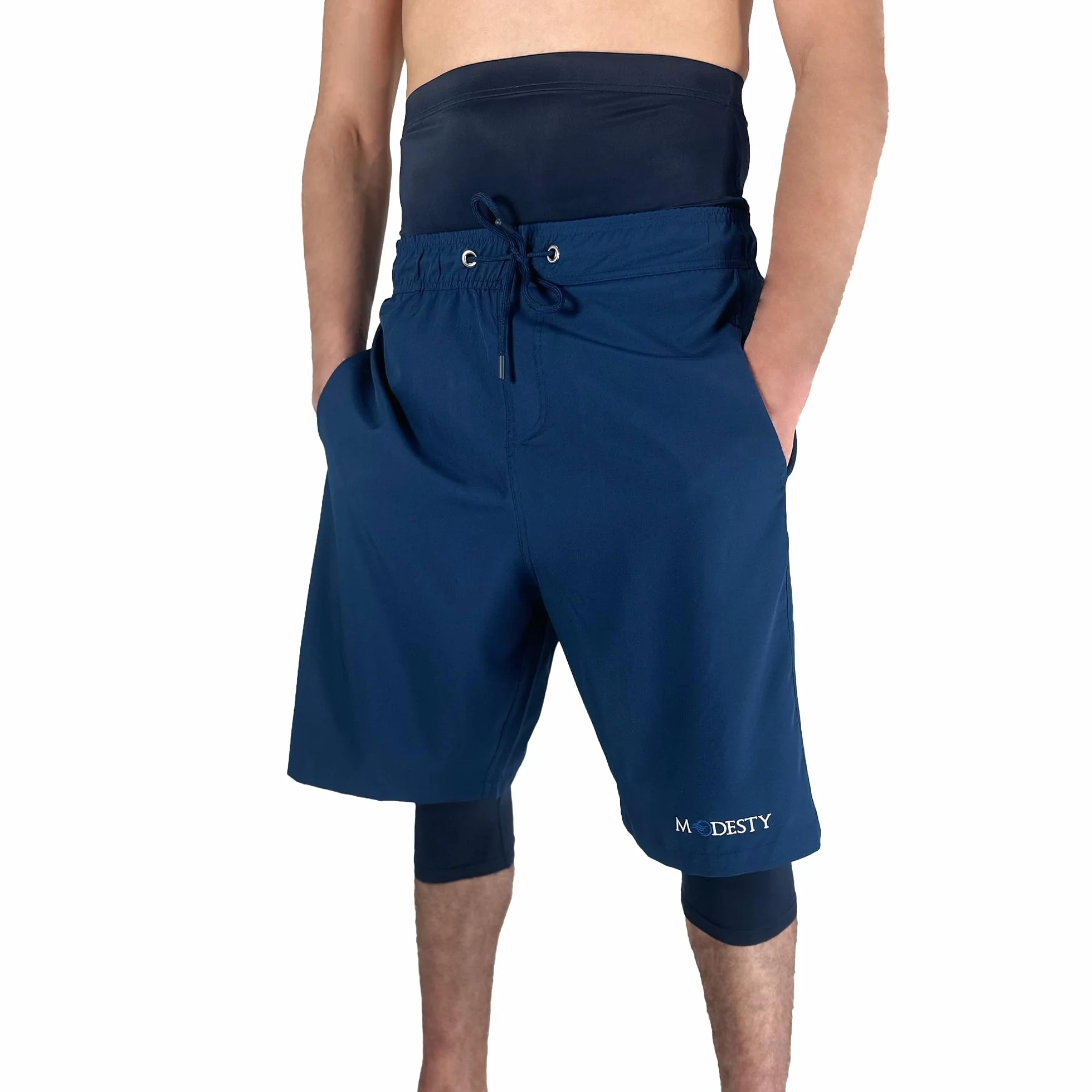 Maillot de Bain Homme Musulman Long Awrah avec Legging Intégré Anti-UV Séchage Rapide