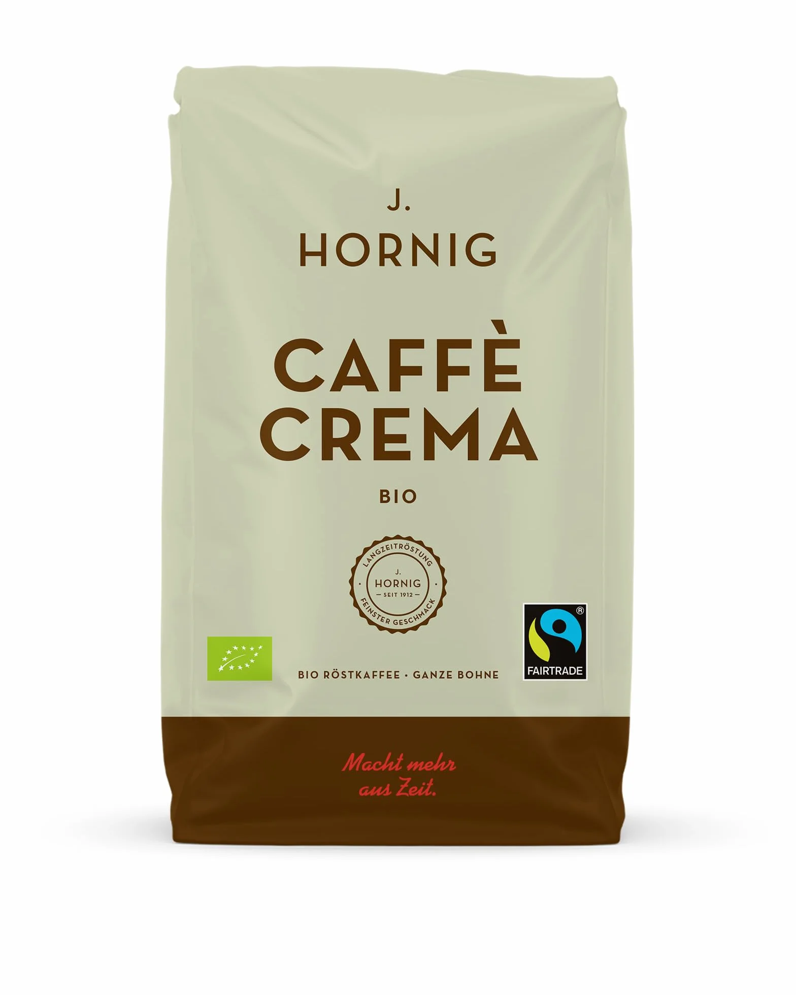 J. Hornig Café en grains Espresso Bio & Équitable, Caffè Crema Bio, 1kg de grains entiers, goût chocolaté, pour machines à café automatiques, machines à expresso et cafetières à piston