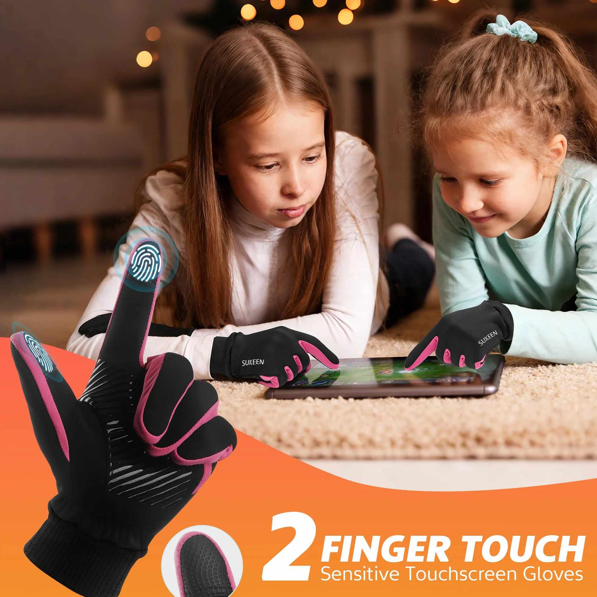 Gants d'hiver Softshell Enfants Imperméables Chauds Équitation Antidérapants Coupe-Vent Cyclisme Polaire Sports Plein air