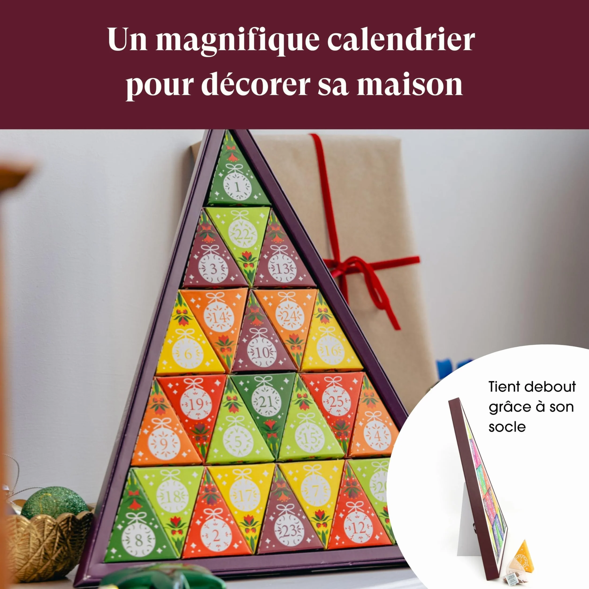 English Tea Shop - Calendrier de l'Avent Thés & Infusions bio Triangle rouge - 25 sachets de thé et infusions à déguster avant Noël - Idée cadeau Noël femme ou homme