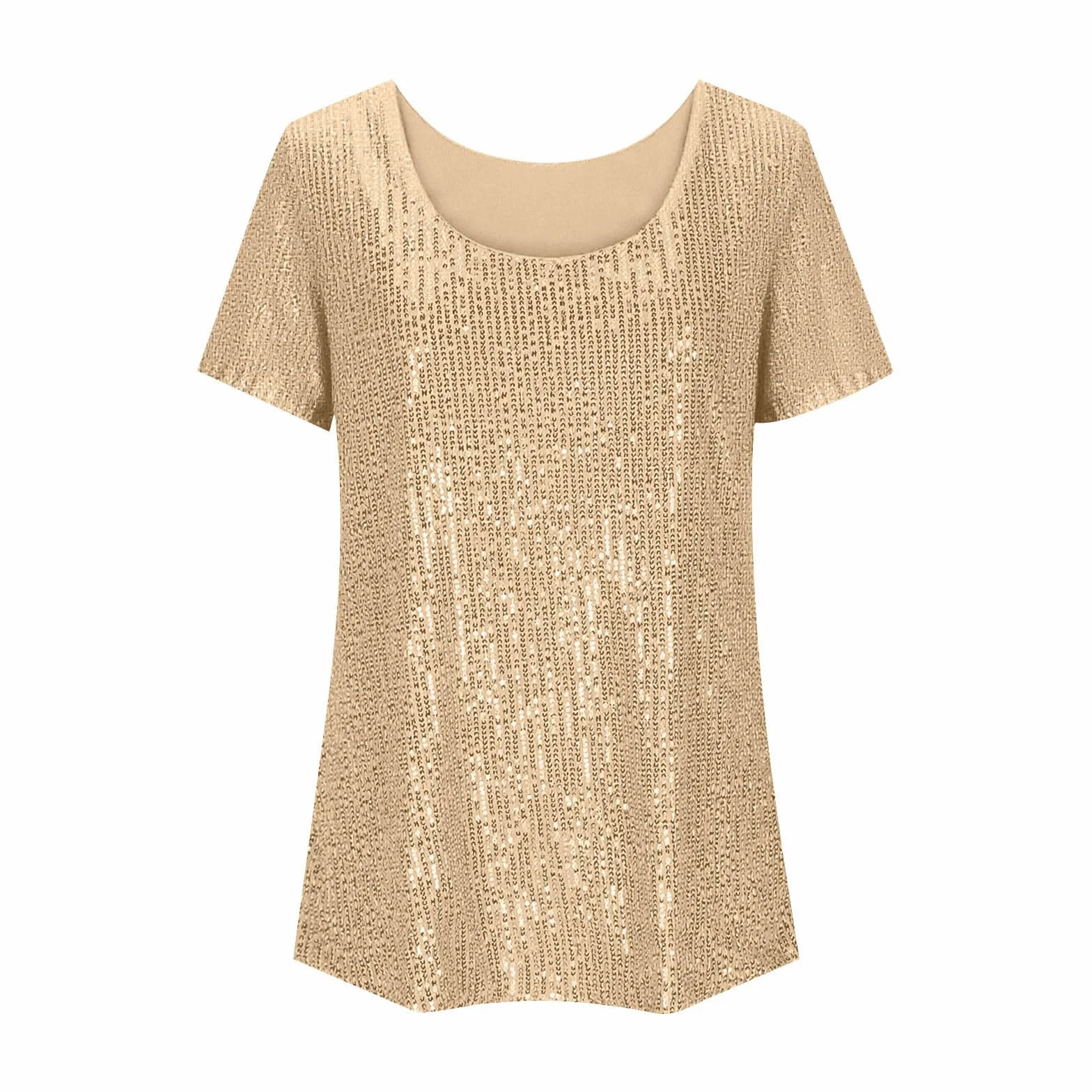 T-shirt à manches courtes avec paillettes et col rond pour fille