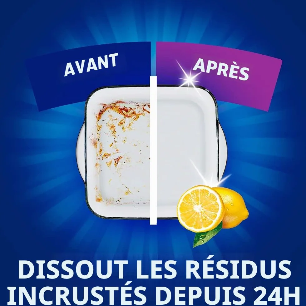 Finish Powergel gel détergent pour lave-vaisselle, liquide, multi-actions, pouvoir dégraissant, citron, 120 lavages, 4 confections de 30 lavages