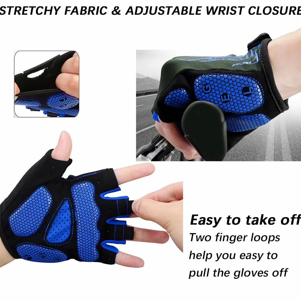 Gants de Cyclisme Été Homme Femme Antichoc Respirants Demi-Doigts Antidérapants Séchage Rapide VTT Route Plein Air