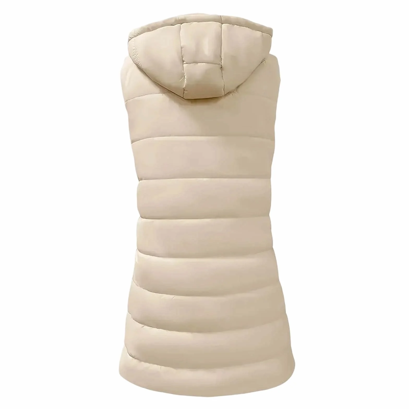 Femme Doudoune sans Manches Capuche Longue Gilet Ultra Chaud Légère Veste Zippée Hiver Waistcoat Poches