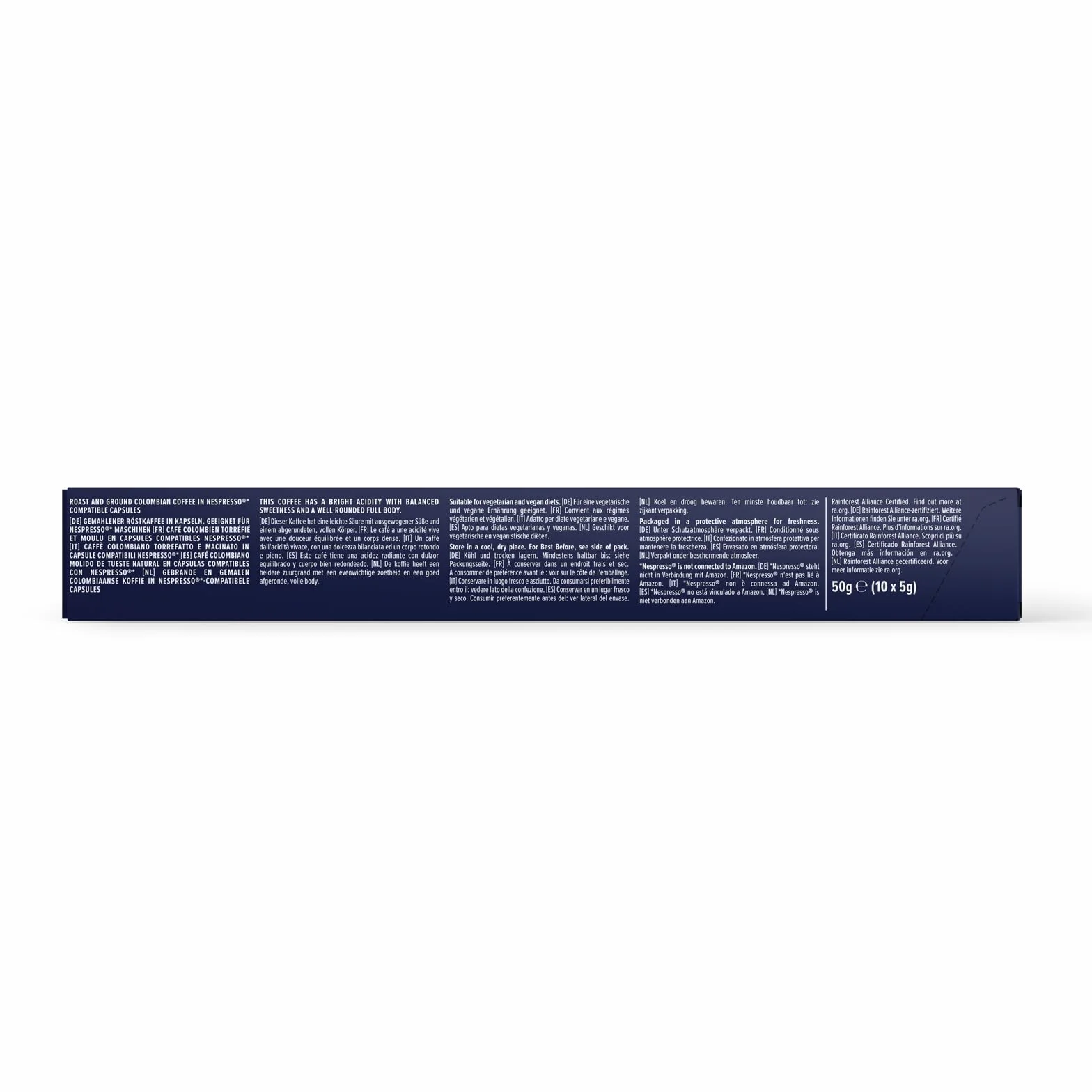 by Amazon - Café colombien compatible Nespresso, Torréfaction Moyenne, 100 capsules en aluminium, 10 unités, lot de 10 - Certifié Rainforest Alliance