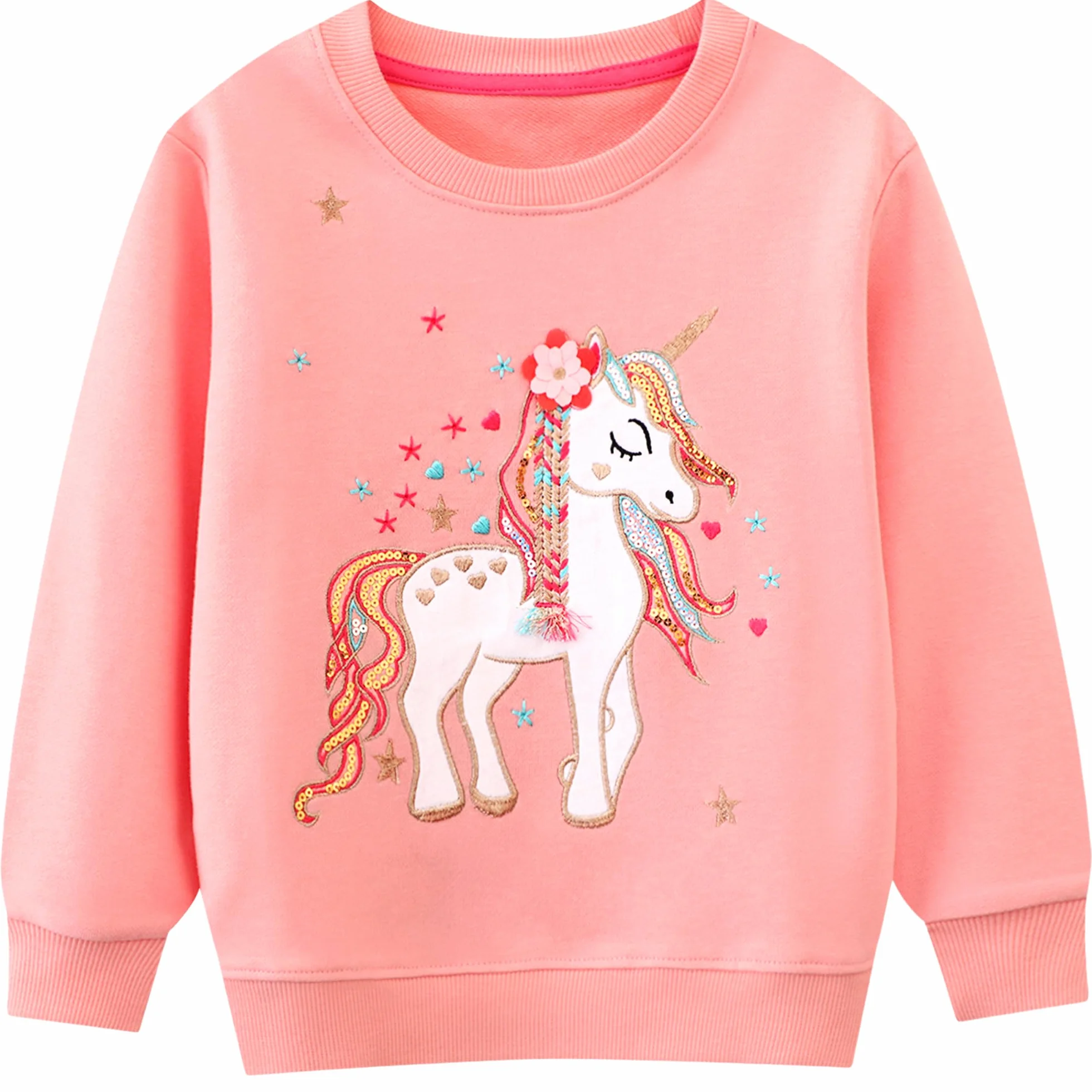 JinBei Sweat-Shirt Fille Pull Manches Longues Coton Hiver Automne Printemps Haut 2-7 Ans