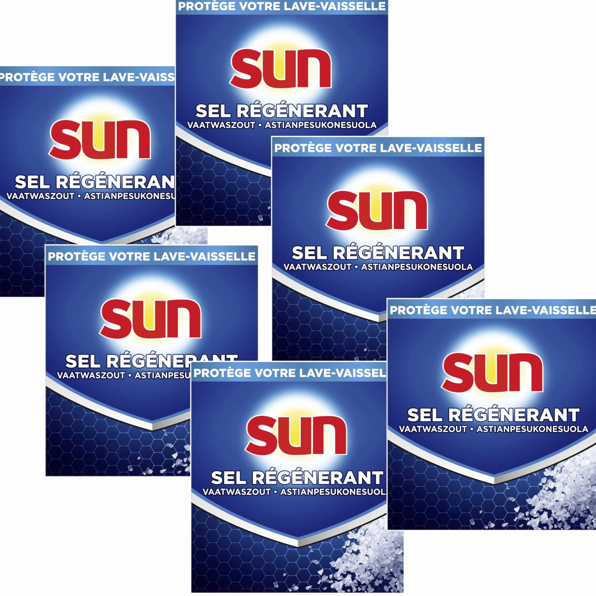 SUN CLASSIC - Sel Regénérant 1Kg pour lave-vaisselle - Lot de 6 - Offre économique
