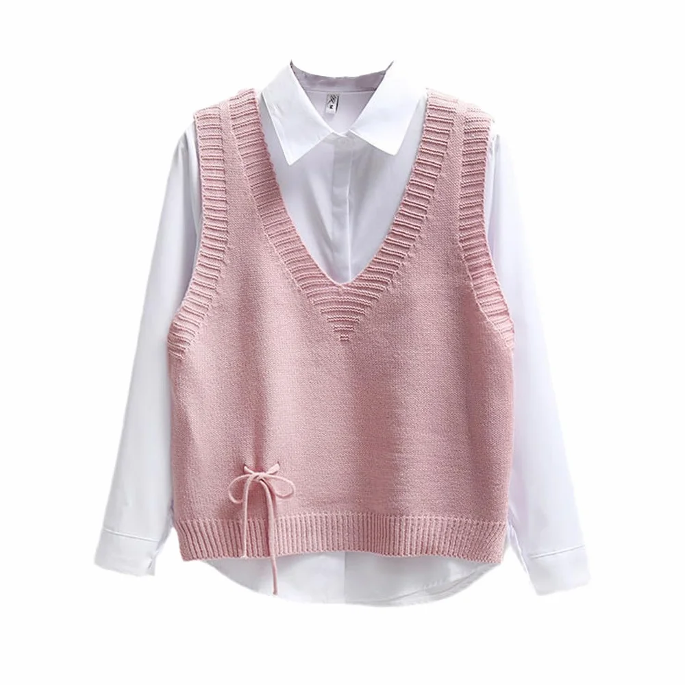 Femmes Gilet Tricoté Col en V Pulls Pull Haut