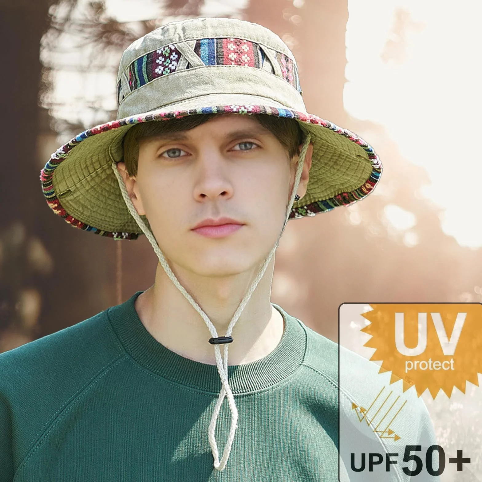 SAKTHIVEL Chapeau Soleil Homme Anti UV Pliable Safari Coton Randonnée Chapeau de Peche