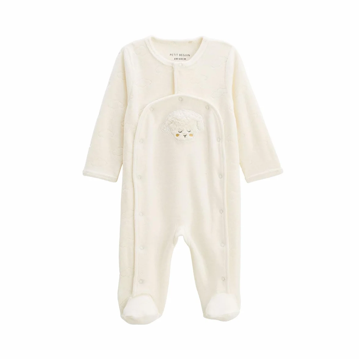 Petit Béguin Pyjama bébé velours ouverture pont Câlins