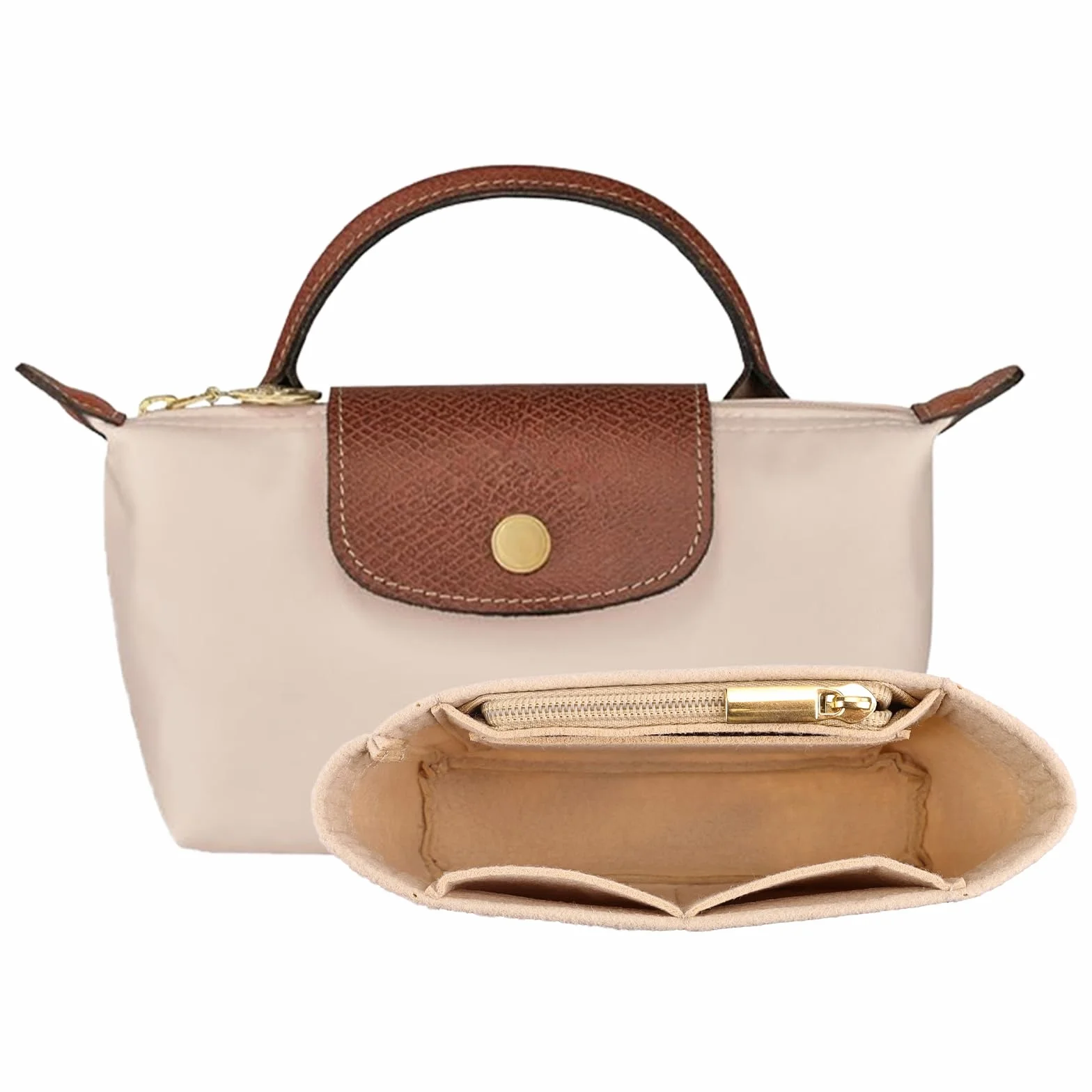 GADITIEK Organisateur de sac à main avec plusieurs poches, Beige-MINI