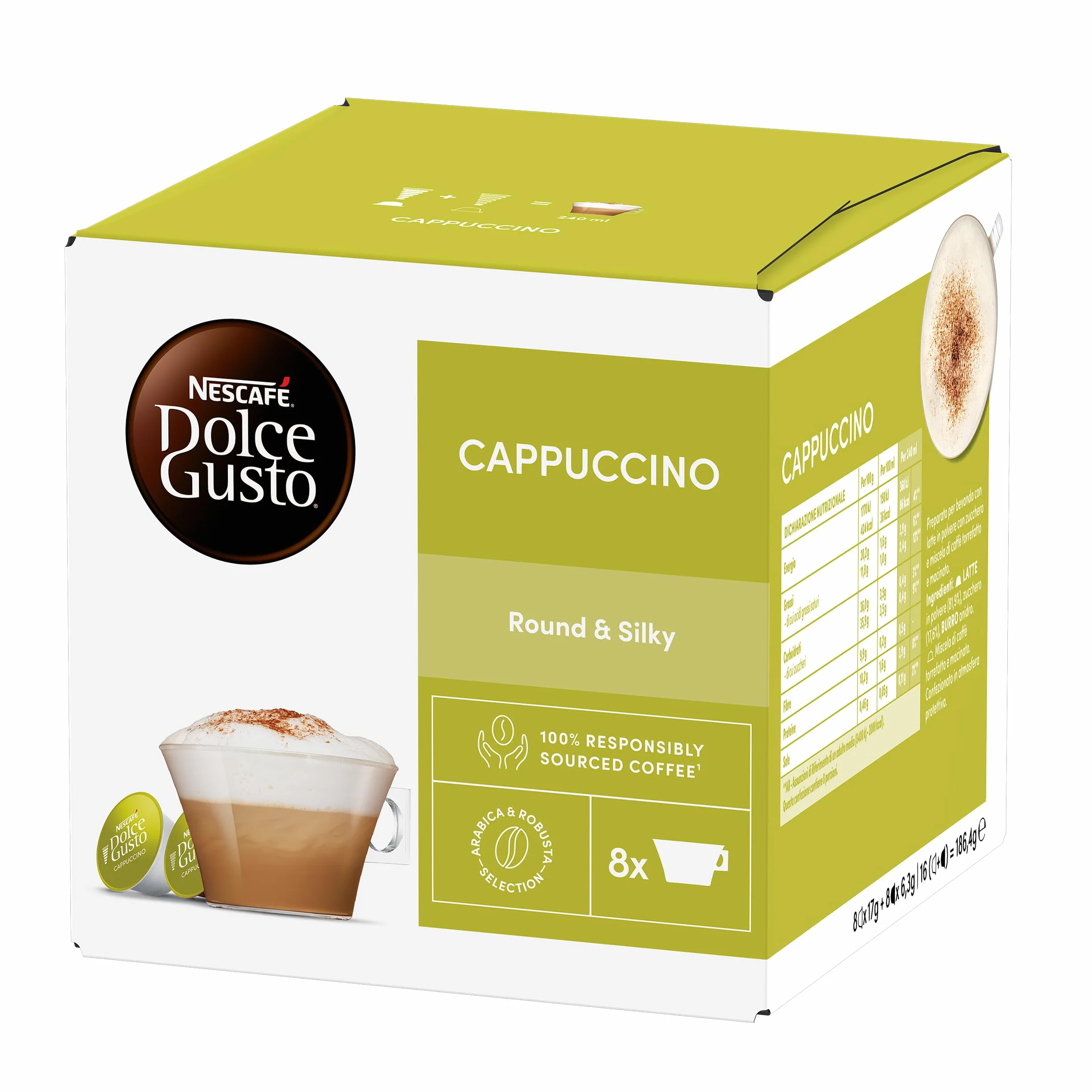 Nescafé Dolce Gusto Cappuccino - Café Gourmand - 96 Capsules (Pack de 6 boîtes x 16) (L'emballage peut varier)