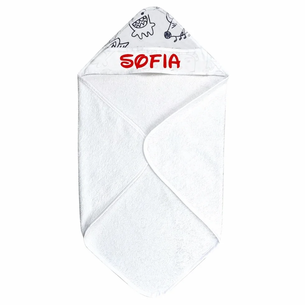Almatex Peignoir bébé personnalisé avec nom triangle capuche 60 x 60 cm fabriqué en Italie