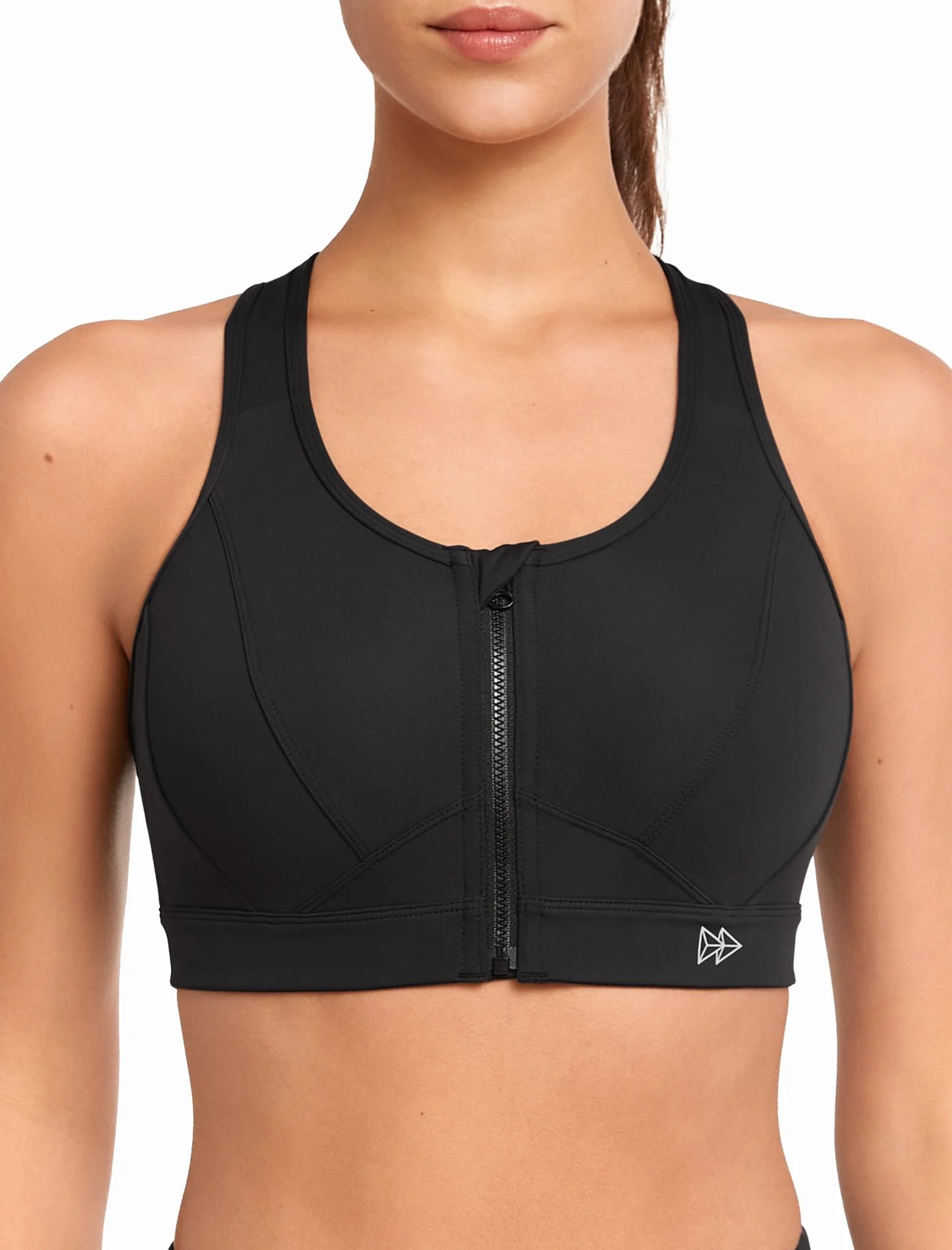 Yvette Soutien-Gorge de Sport Zippée Devant Dos Nageur avec Coussinets Soutien Élevé Femme