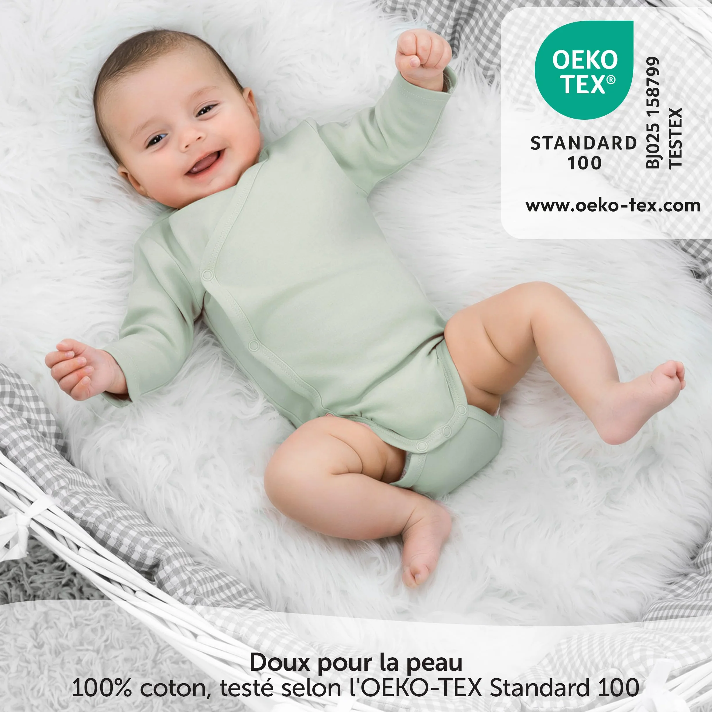 LaLoona Body Manche Longue Bebe Croisé Lot de 3 Bodies Coton Oeko-Tex