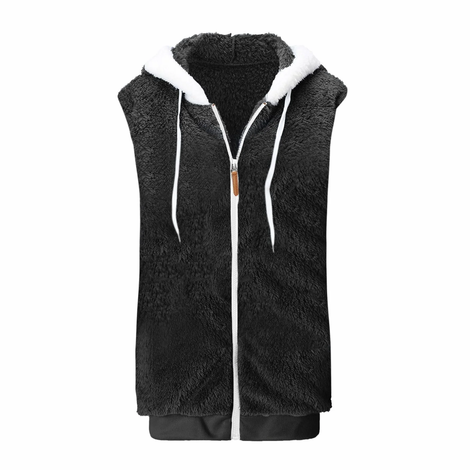 Gilet polaire pour femme Veste sherpa pelucheuse à capuche sans manches