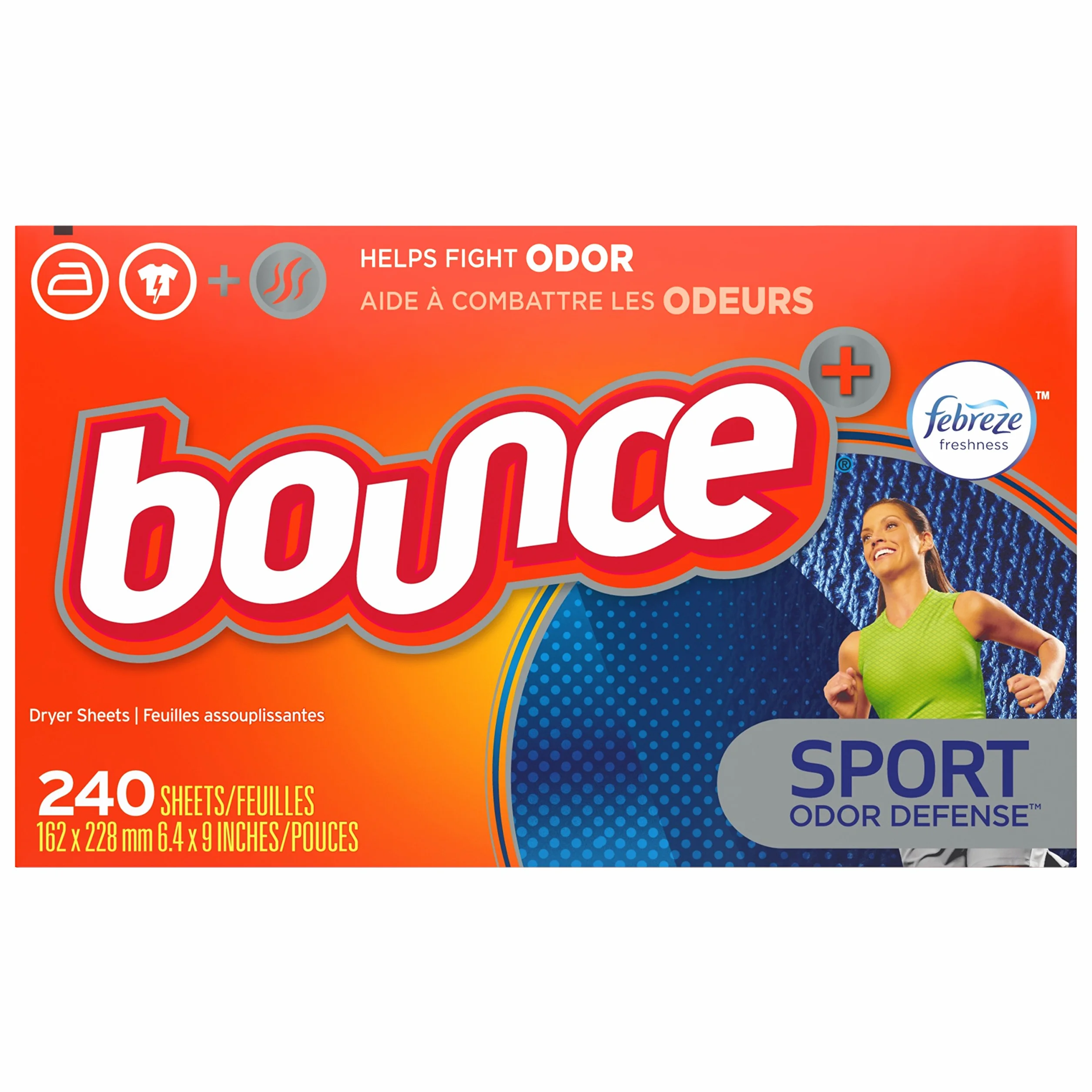 Bounce Plus Febreze Lot de 240 feuilles de protection anti-odeurs pour sèche-linge