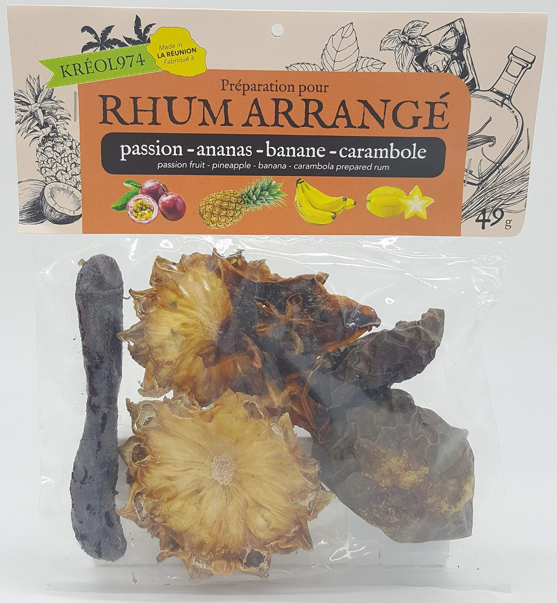 Préparation pour rhum arrange ile de la REUNION saveur PASSION ANANAS BANANE CARAMBOLE