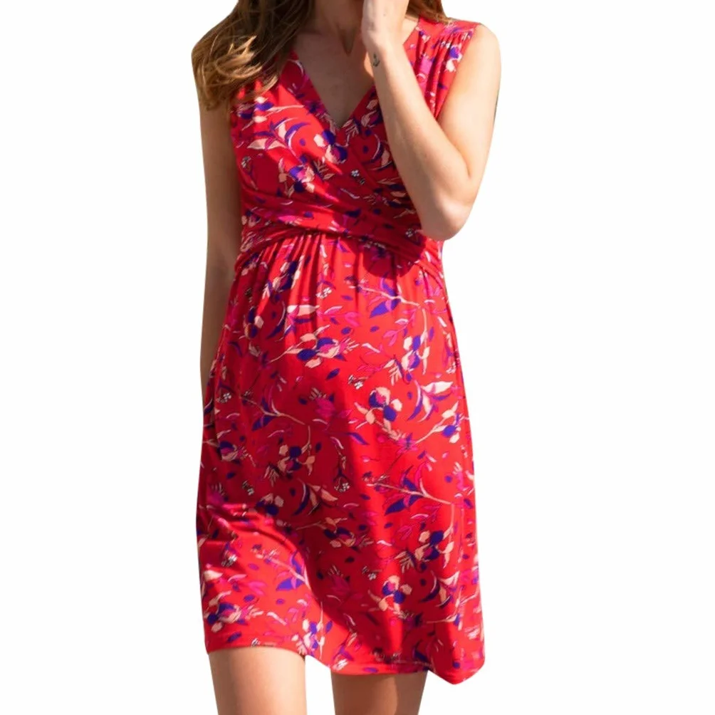 Robe Grossesse Photographie Sexy Col V Courte Mini Robe Fleurie Allaitement Maternité