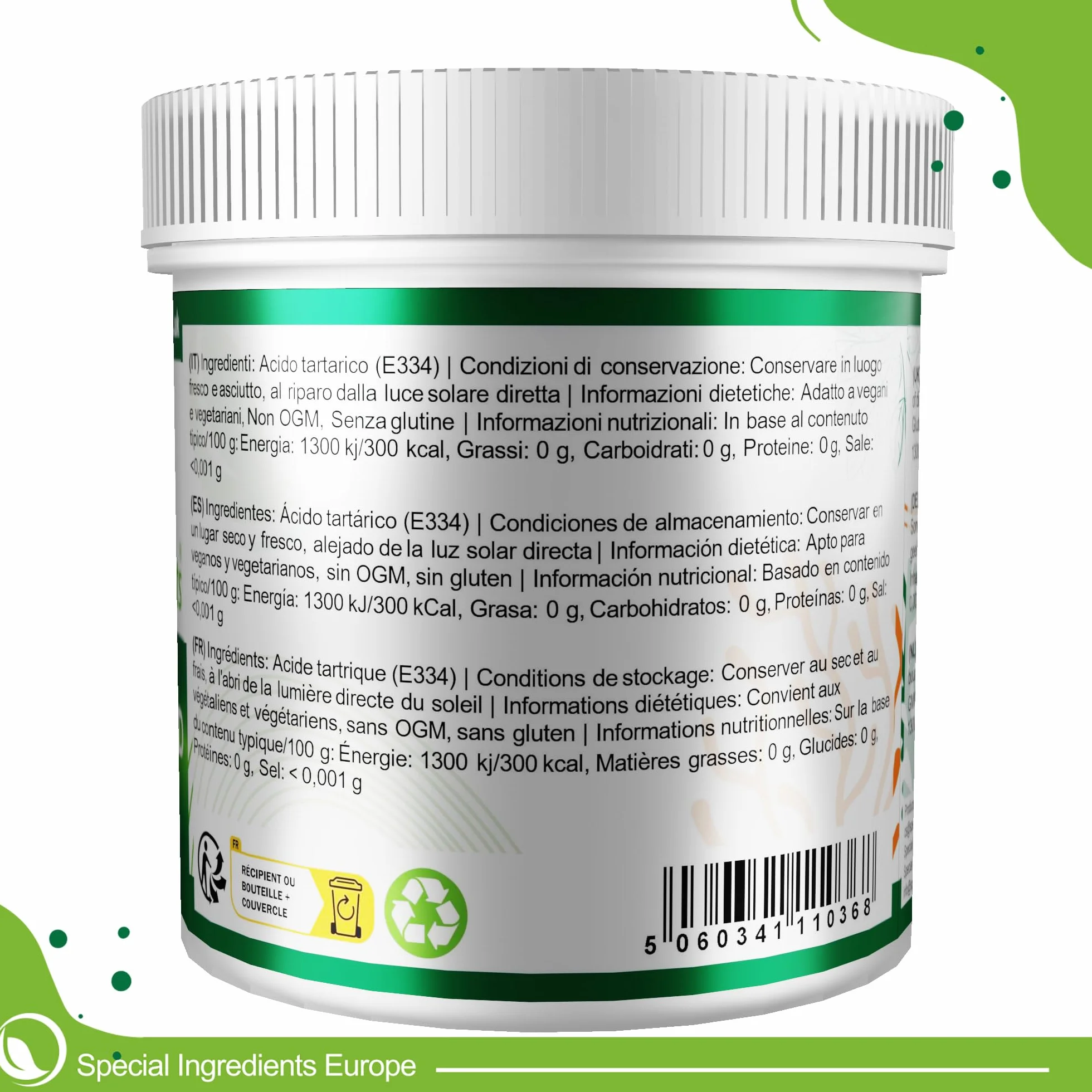 Ingrédients Spéciaux Acide Tartrique Poudre 250g Qualité Premium