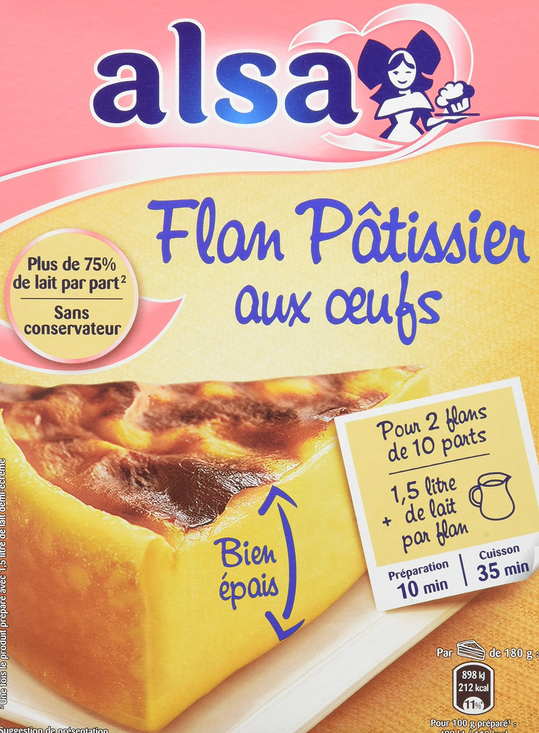 Alsa Préparation Flan Pâtissier aux Œufs 2 Sachets 720g - Lot de 3