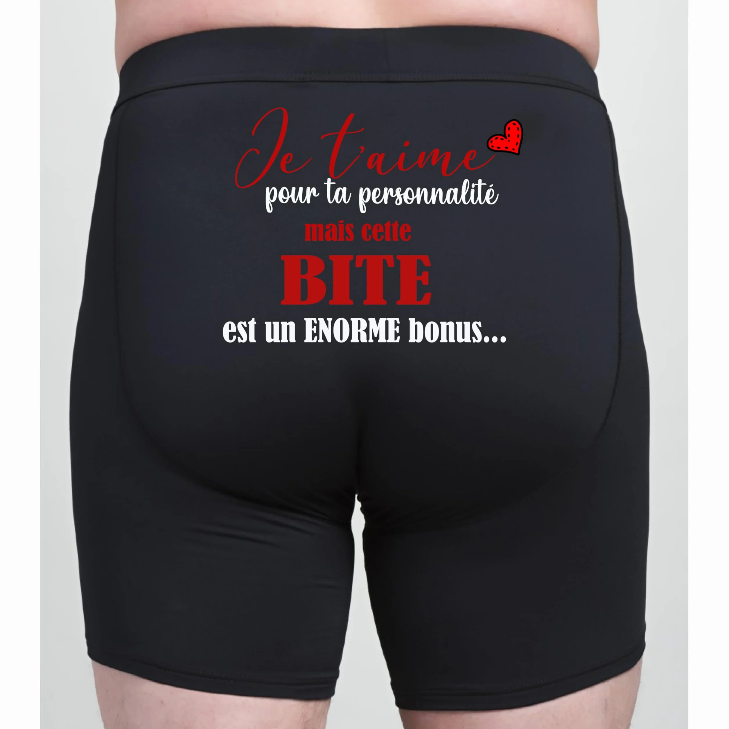 Boxer Homme Noir Humoristique "Je t'aime" Idée Cadeau Saint-Valentin Anniversaire Sous-vêtement Confortable Tailles S-XXL