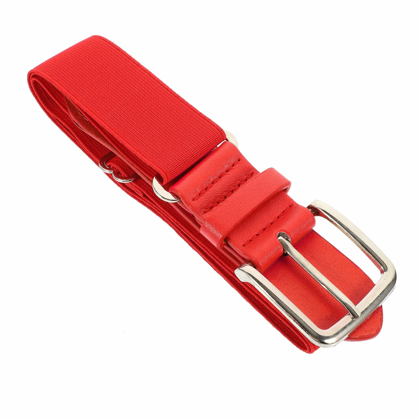 Ceinture de baseball réglable en cuir synthétique élastique avec anneau en métal inoxydable