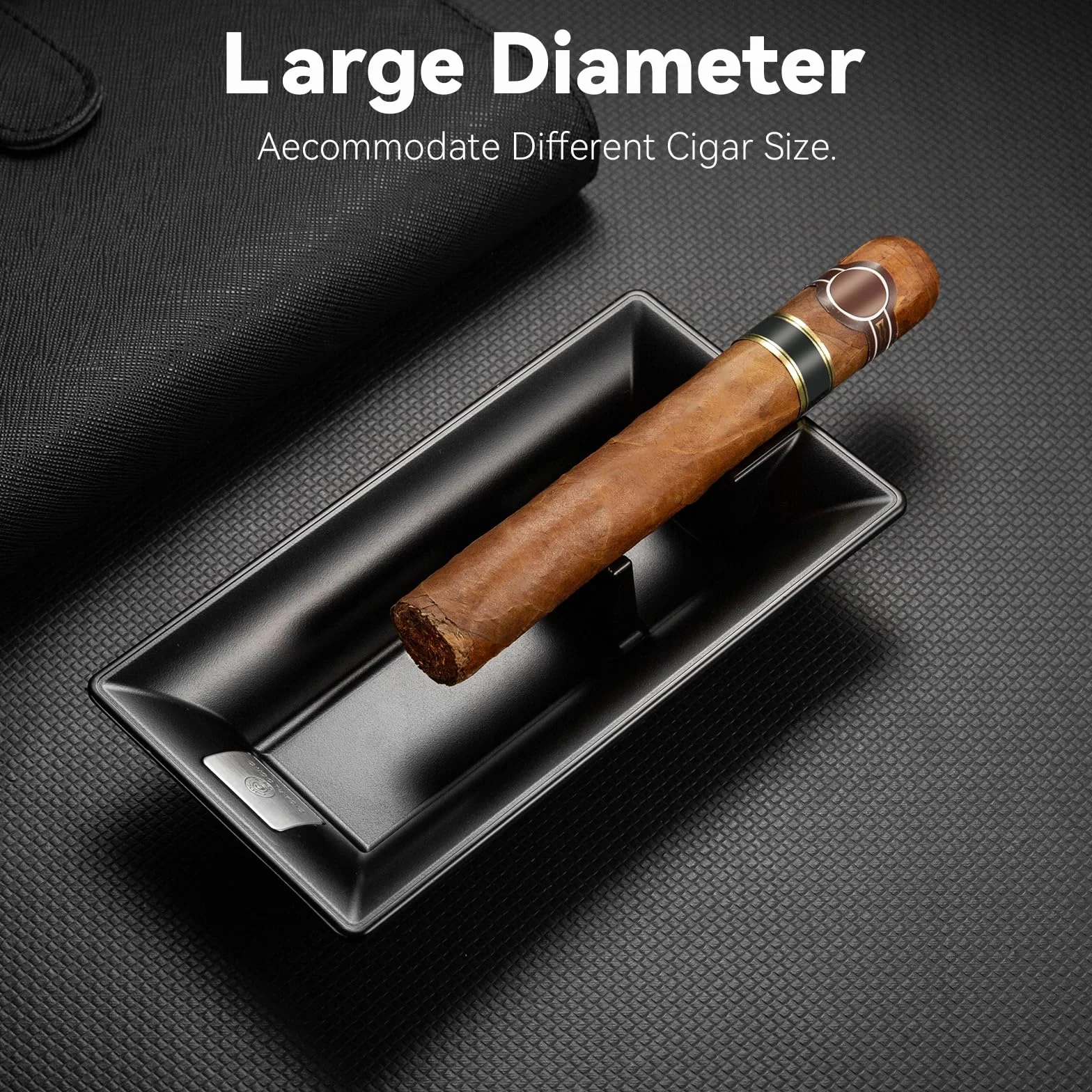 Cendrier à cigares en métal double support incassable extérieur Noir