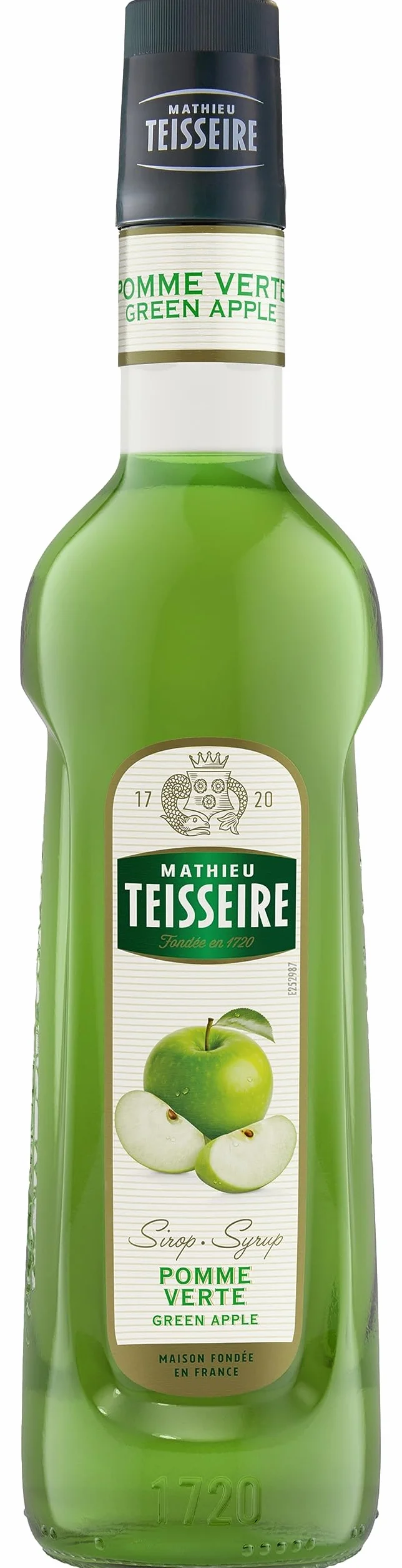 Sirop de Pomme Verte Mathieu Teisseire, pour boissons, sodas, thés, limonades, cocktails, mocktails, bouteille de 70cl