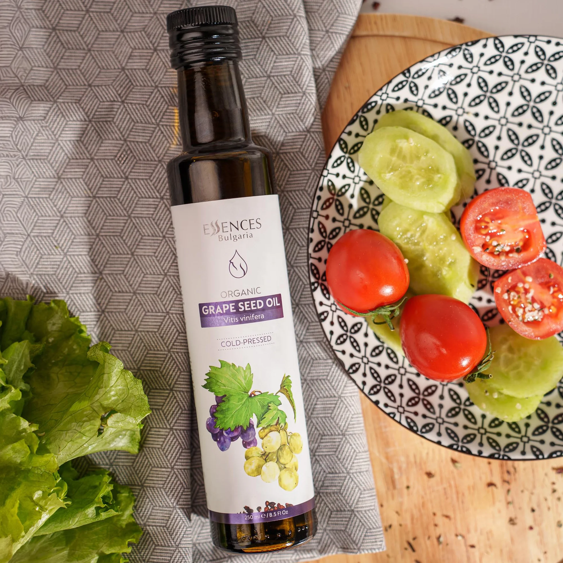 Essences Bulgaria Huile de Pépins de Raisin Bio 250 ml | Huile Pressée à Froid 100% Naturelle | Qualité Extra Premium | Excellent Goût | Sauces | Salades | Sans Additifs ni Conservateurs | Non-OGM