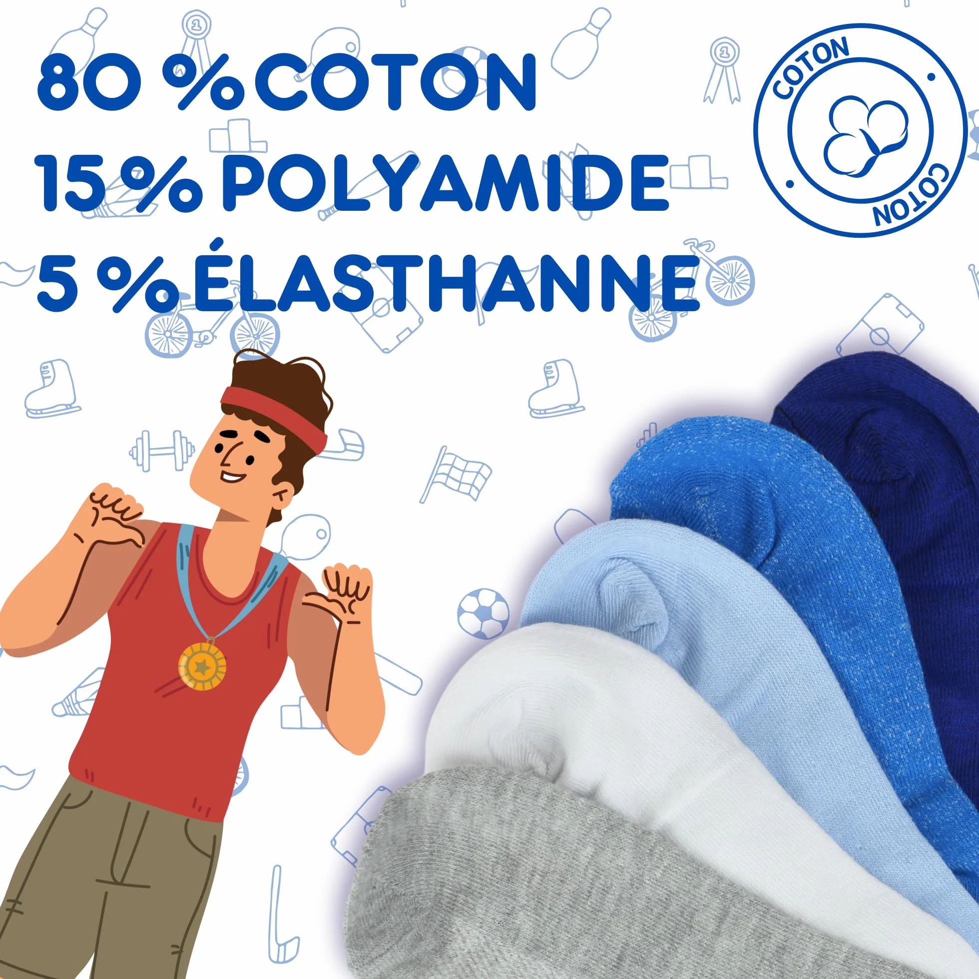Chaussette Enfant Unisex 12 Paires Garçon Bébé