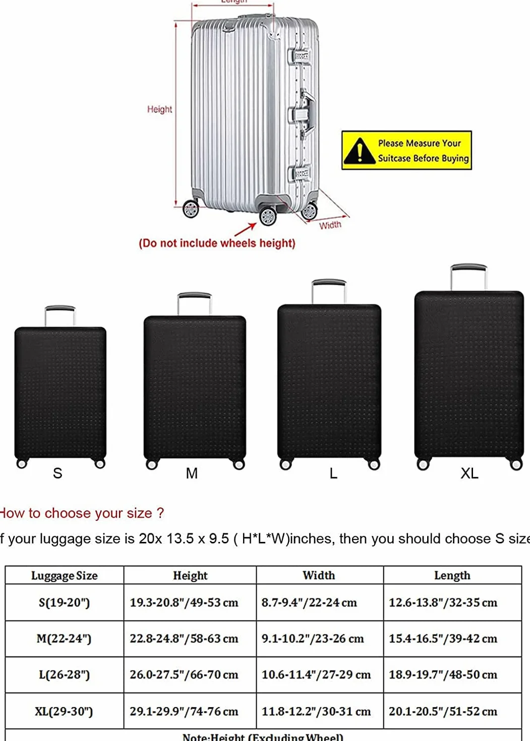 Housses de Protection pour Valises Lavable en Élasthanne Taille XL