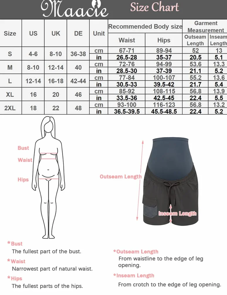 Maternité Short Confortable Taille élastique Jambe Large avec Poches
