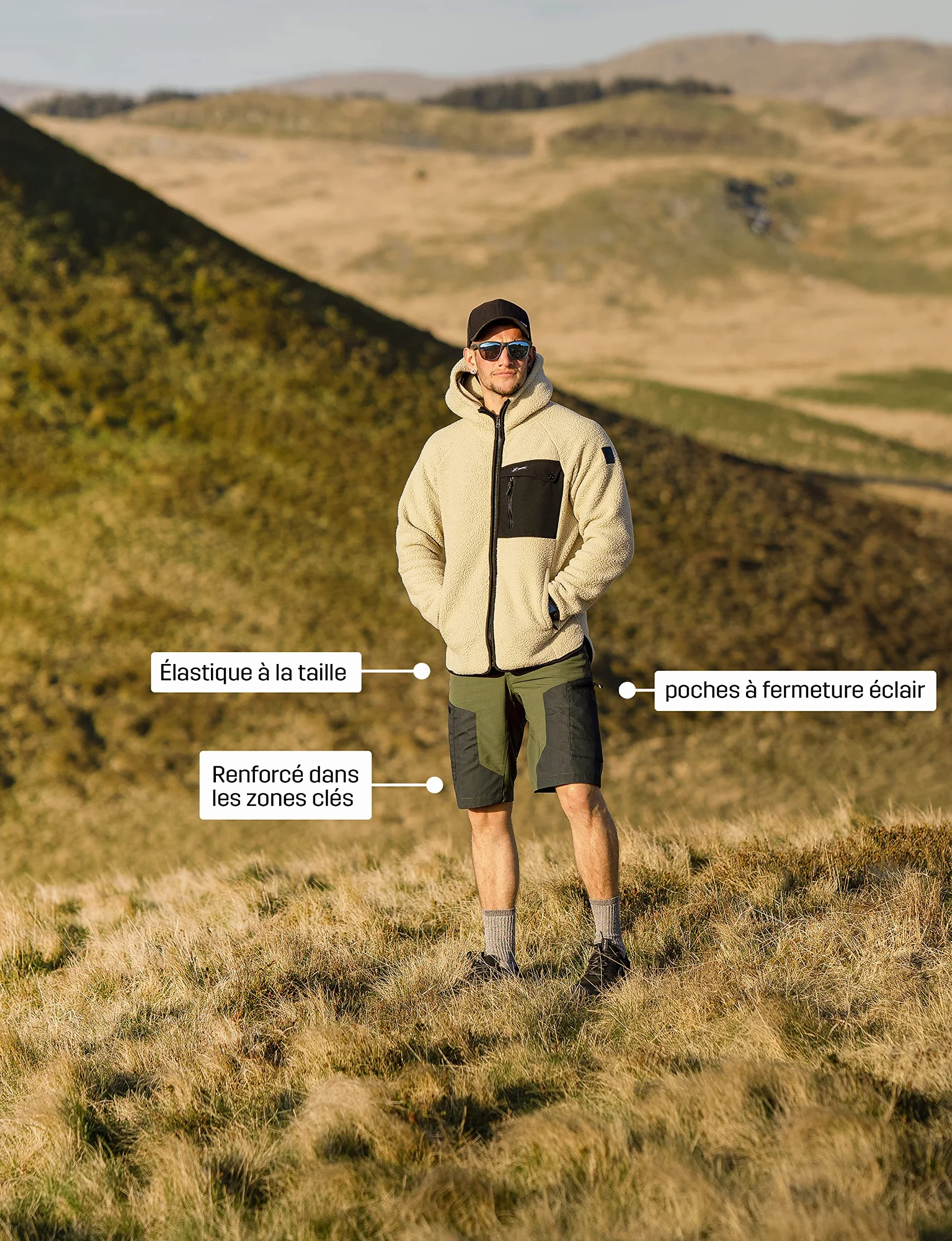 RevolutionRace Homme RVRC GP Shorts Short Durable Marche Randonnée Camping Plein air