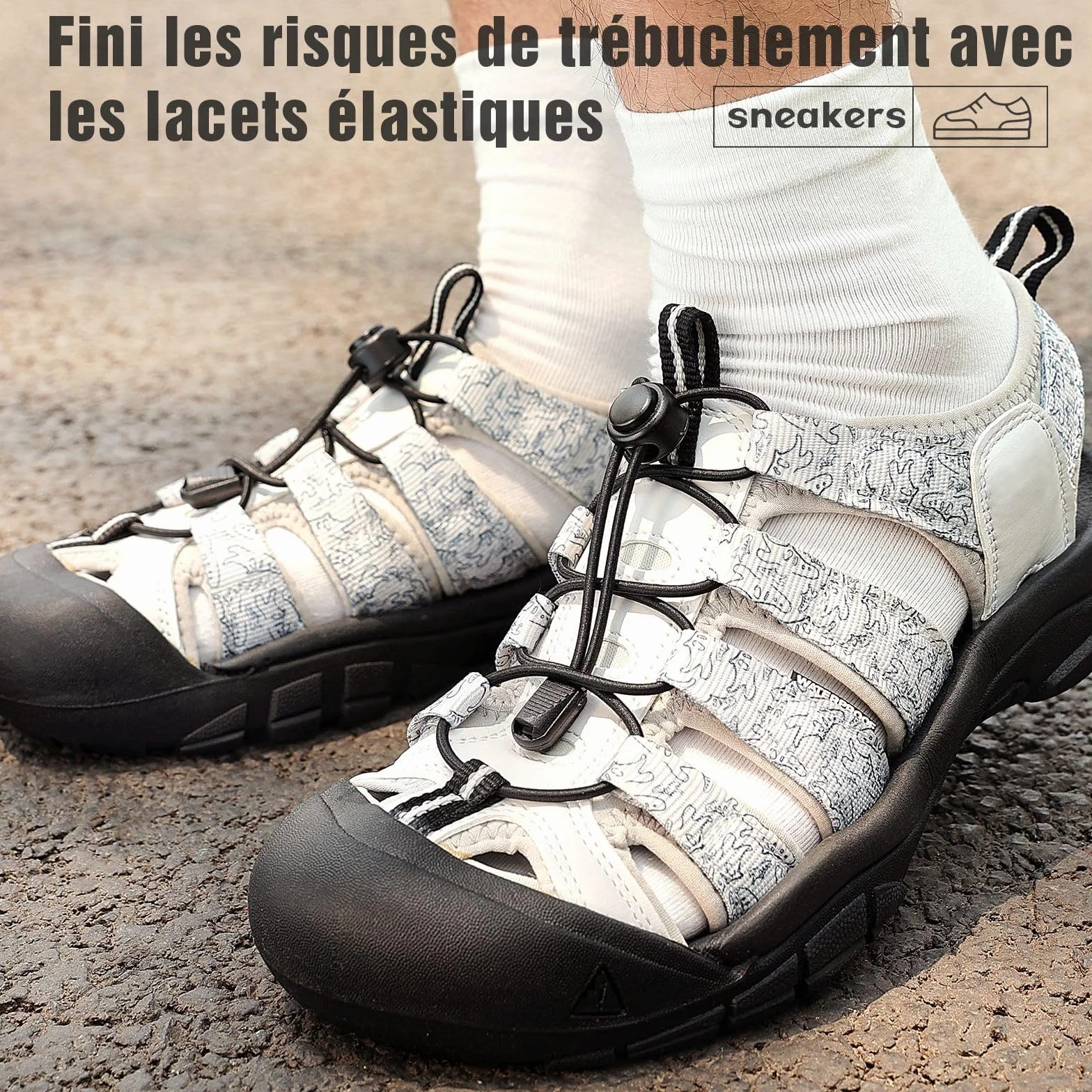 Lacets Élastiques Autobloquants 120 cm - Système ultra rapide sans laçage pour Enfants, Adultes