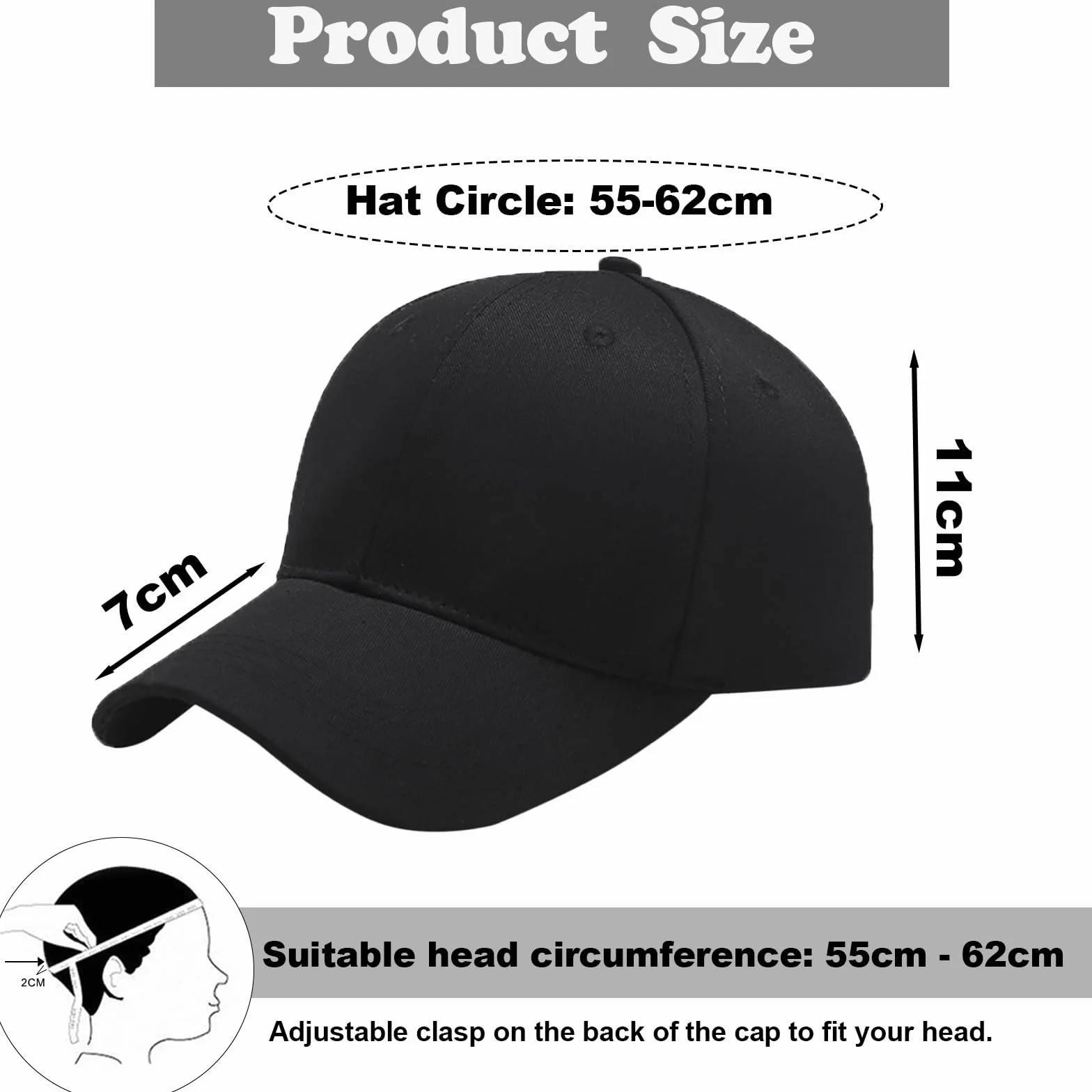 Casquette de Baseball Unisexe Coton Anti-Soleil Réglable Chapeau Sport Extérieur