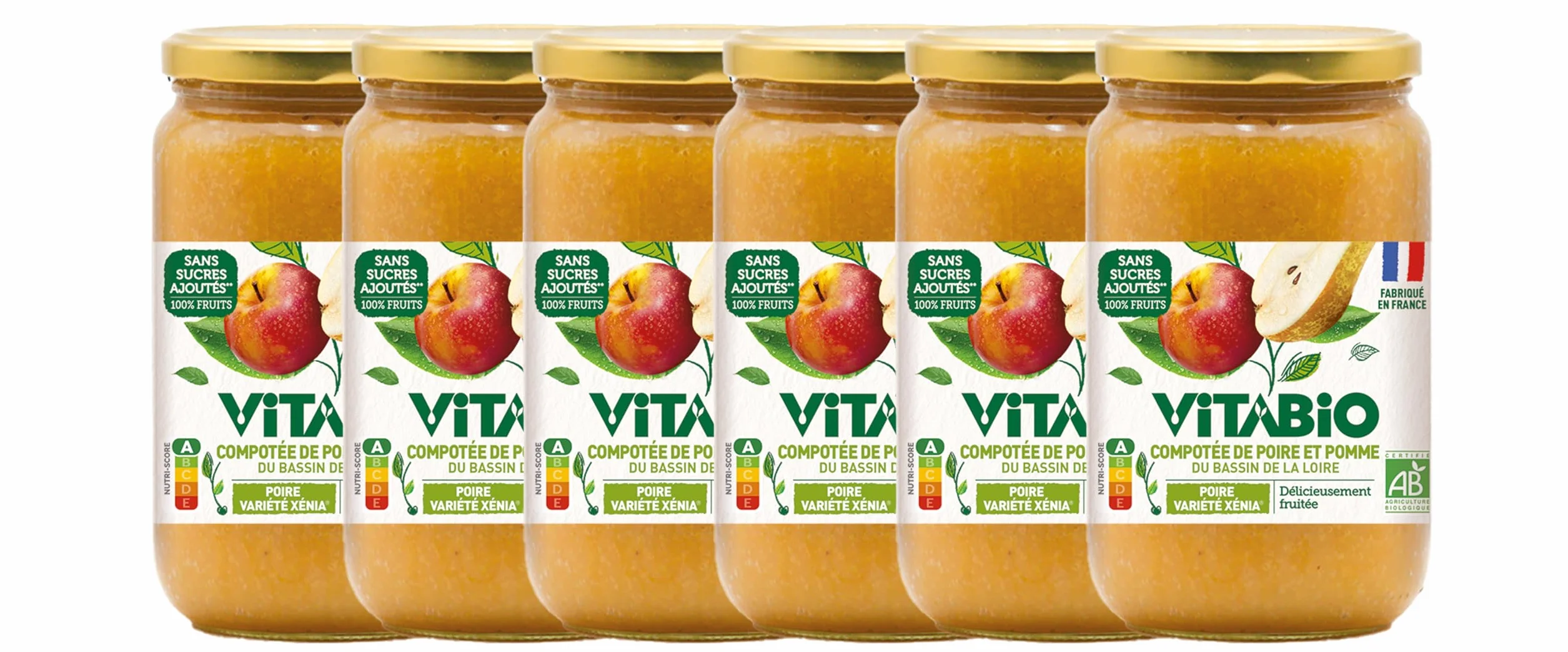 VITABIO - Purée de Poire Xenia Pomme - 700g - BIO - Lot de 6