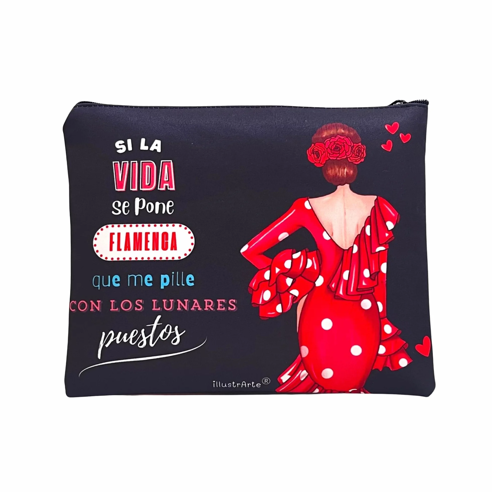 Trousse Granada Flamenco Macarena Double Face 22x17 cm Imperméable Toilette Maquillage Scolaire