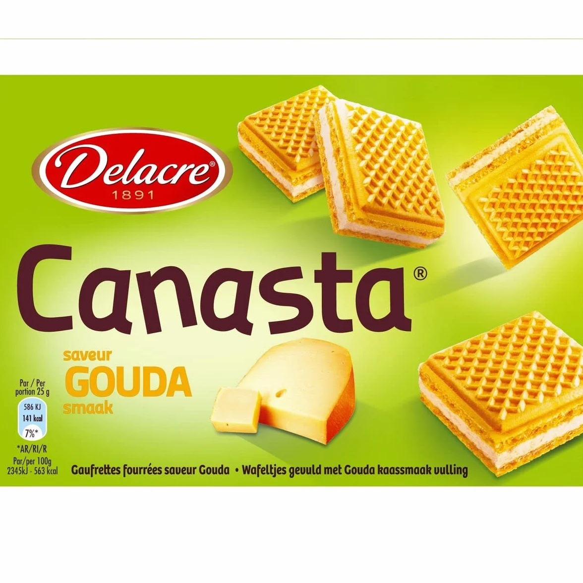 Lot de 3 unités *** DELACRE Canasta gaufrettes fourrées au gouda 75g