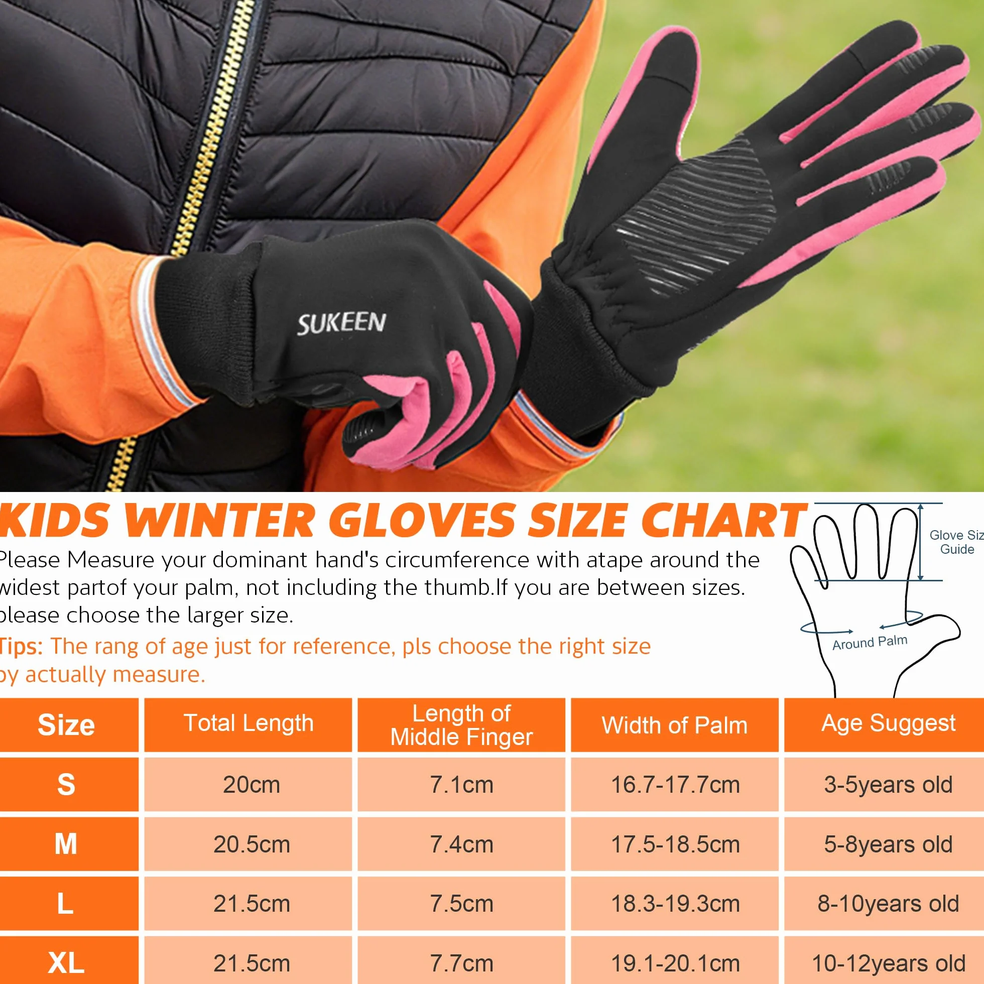 Gants d'hiver Softshell Enfants Imperméables Chauds Équitation Antidérapants Coupe-Vent Cyclisme Polaire Sports Plein air
