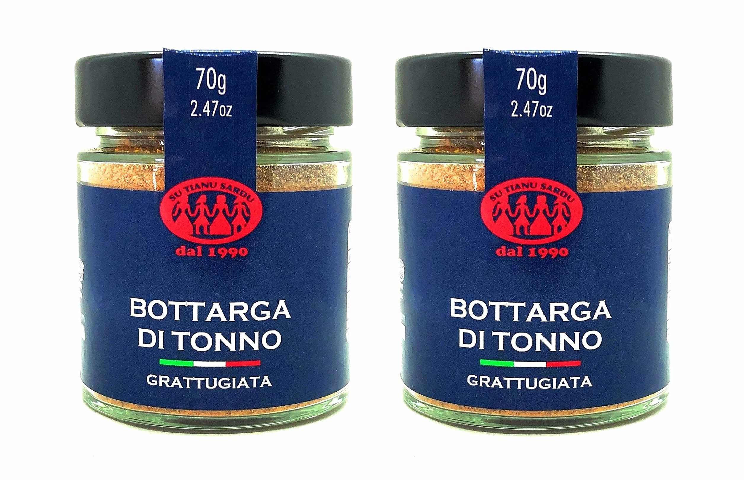 Bottarga de Thon râpé Su Tianu Sardu - 2 paquets de 70g - Fait à la main en Sardaigne, Italie - Caviar de la Méditerranée - Poutargue Boutargue sarde Kosher