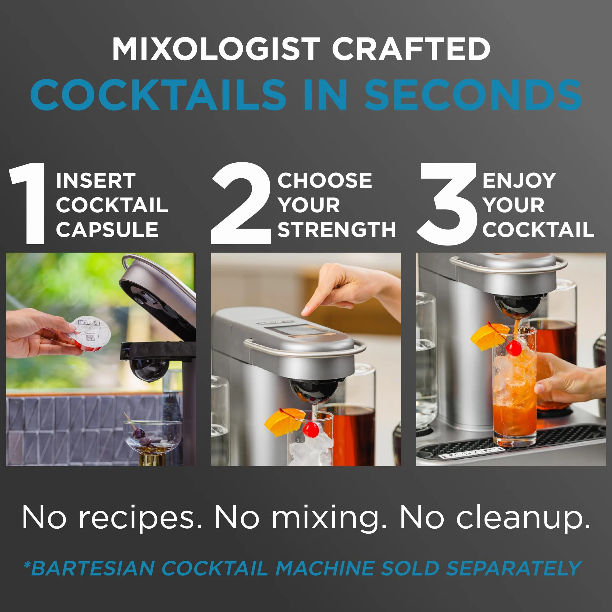Bartesian The Classic Collection 55524 Lot de 6 capsules à cocktail pour machine à cocktail Bartesian Premium