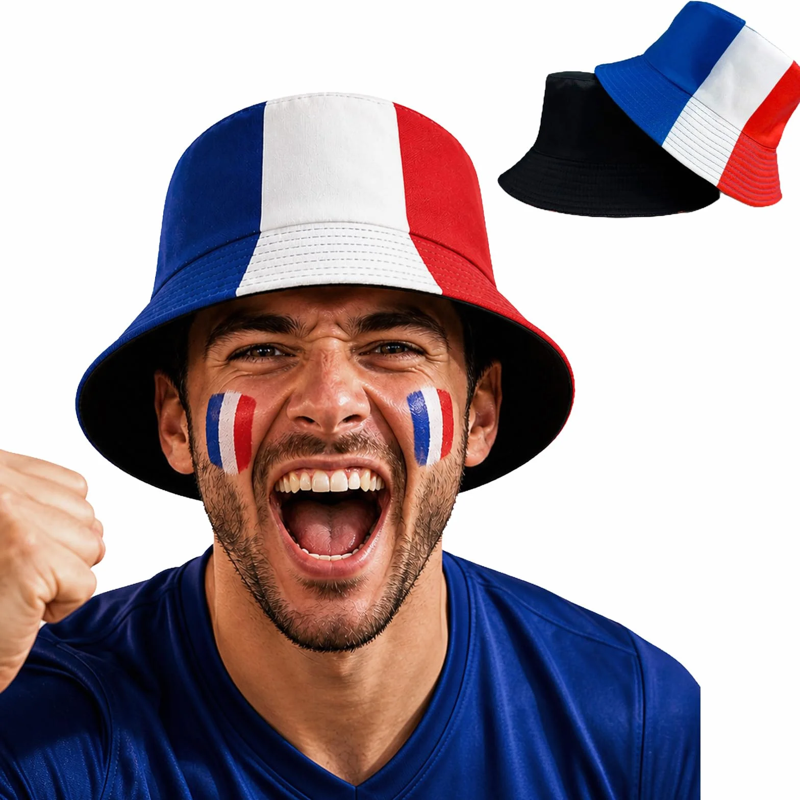 YESAH Chapeau de pêcheur avec drapeau national pour fans de football