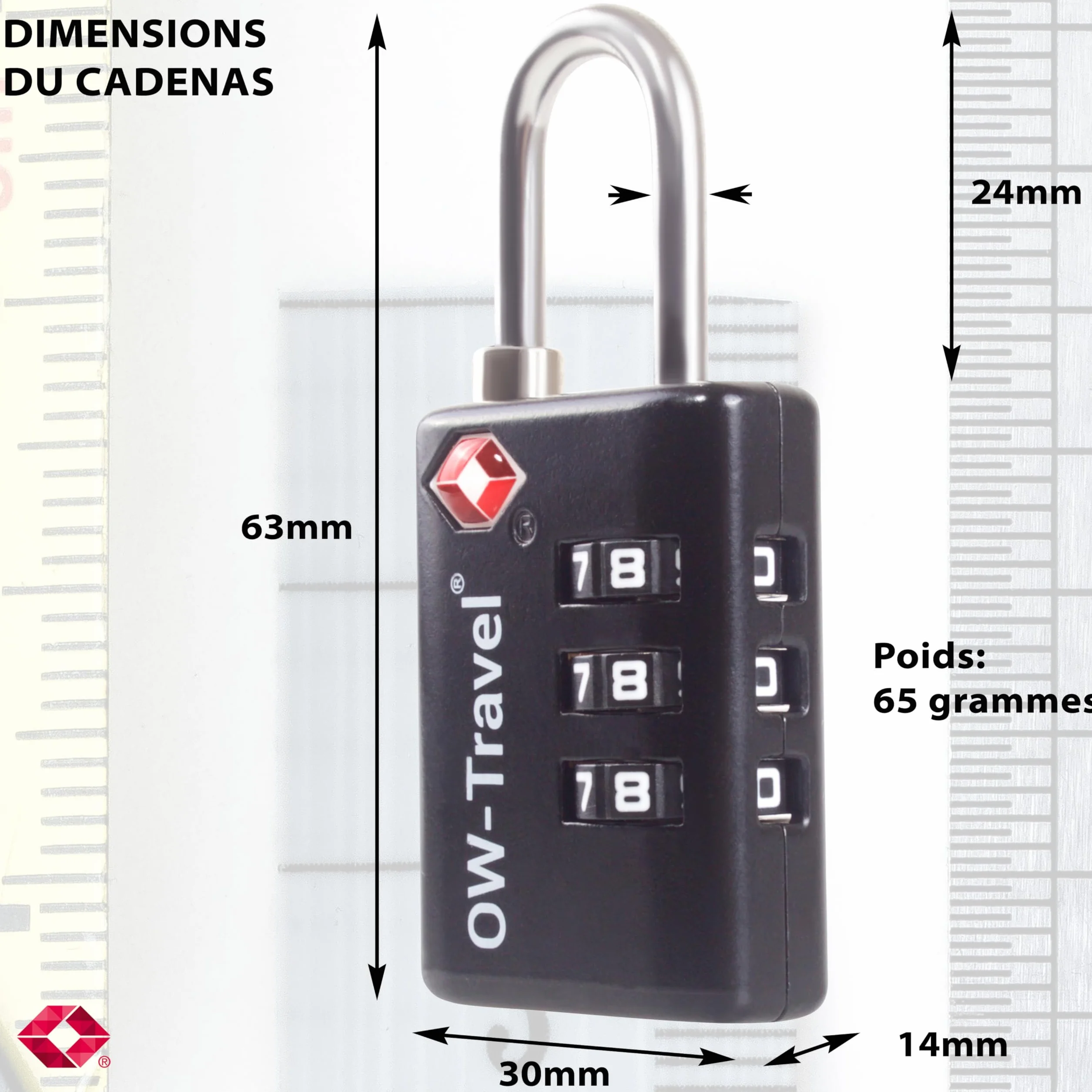 Cadenas TSA pour Valise avec Indicateur d'Ouverture, Code 3 Chiffres Antivol Bagages Avion