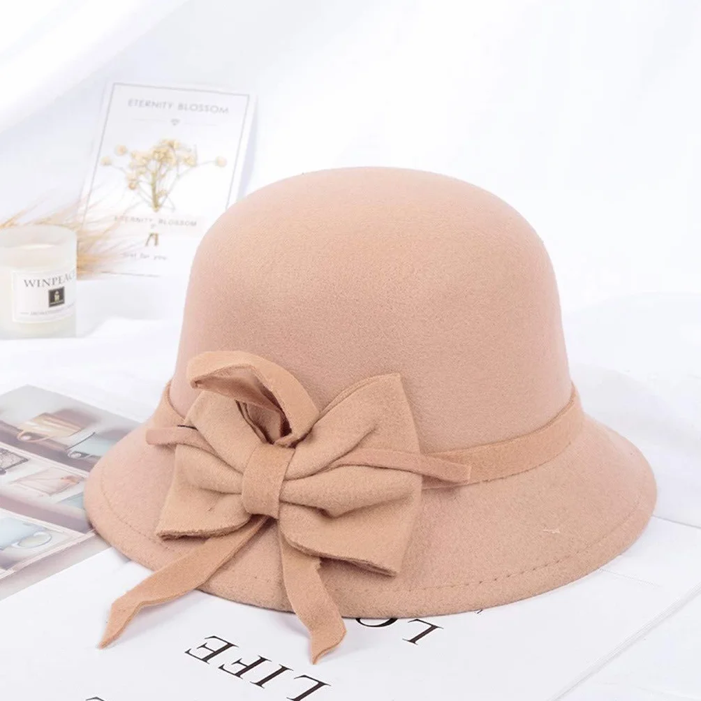 Chapeau Cloche Années 1920 Faux Feutre Nœud Vintage Chapeau d'Église Floppy Écrasable