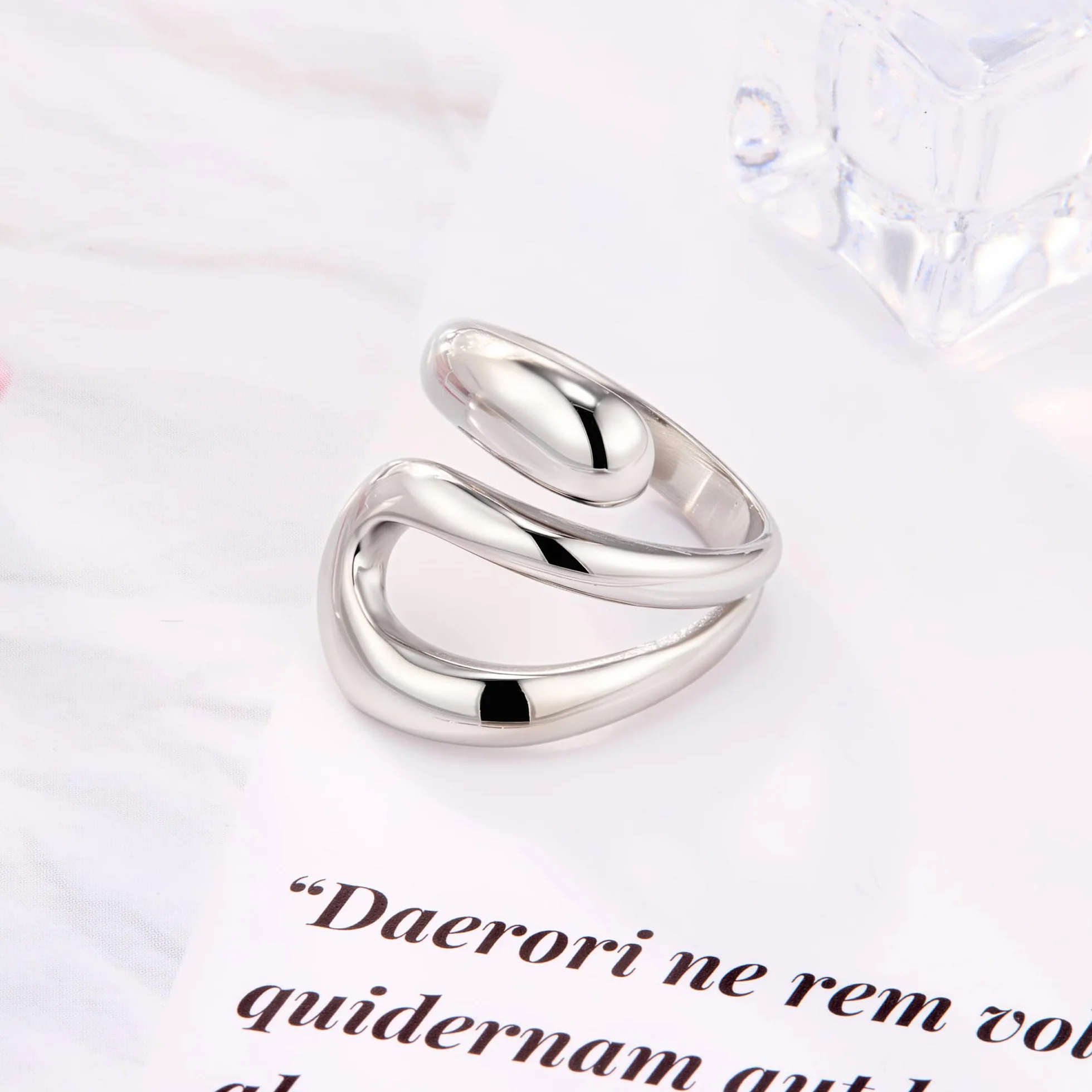 ALEXCRAFT Bague Femme Or/Argent Goutte d'Eau Chunky Acier Hypoallergéniques Plaqué 14K Ajustable